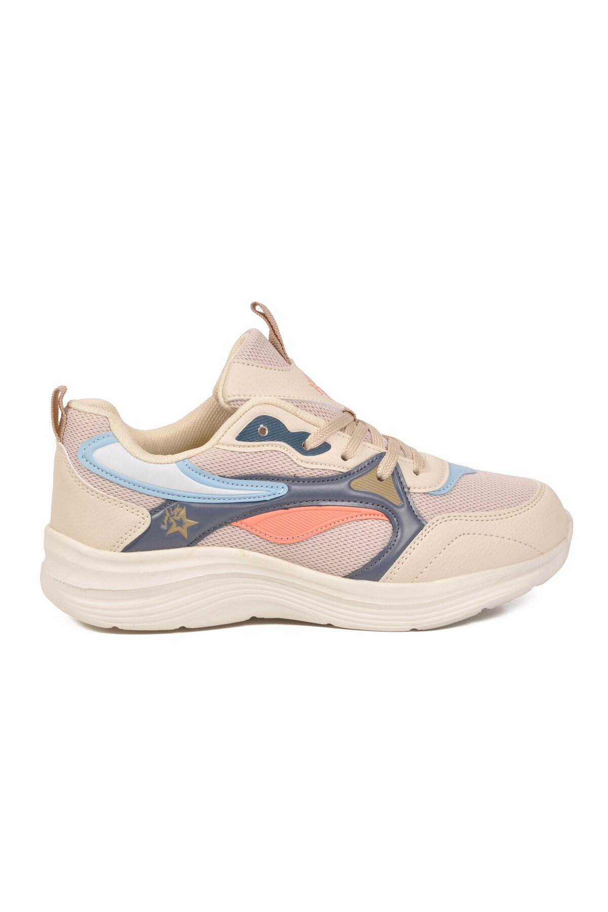 Koyu Gri-Turuncu Fileli Hava Alabilen Bağcıklı Rahat Tabanlı Unisex Yürüyüş ve Spor Ayakkabı Sneaker 26106 G