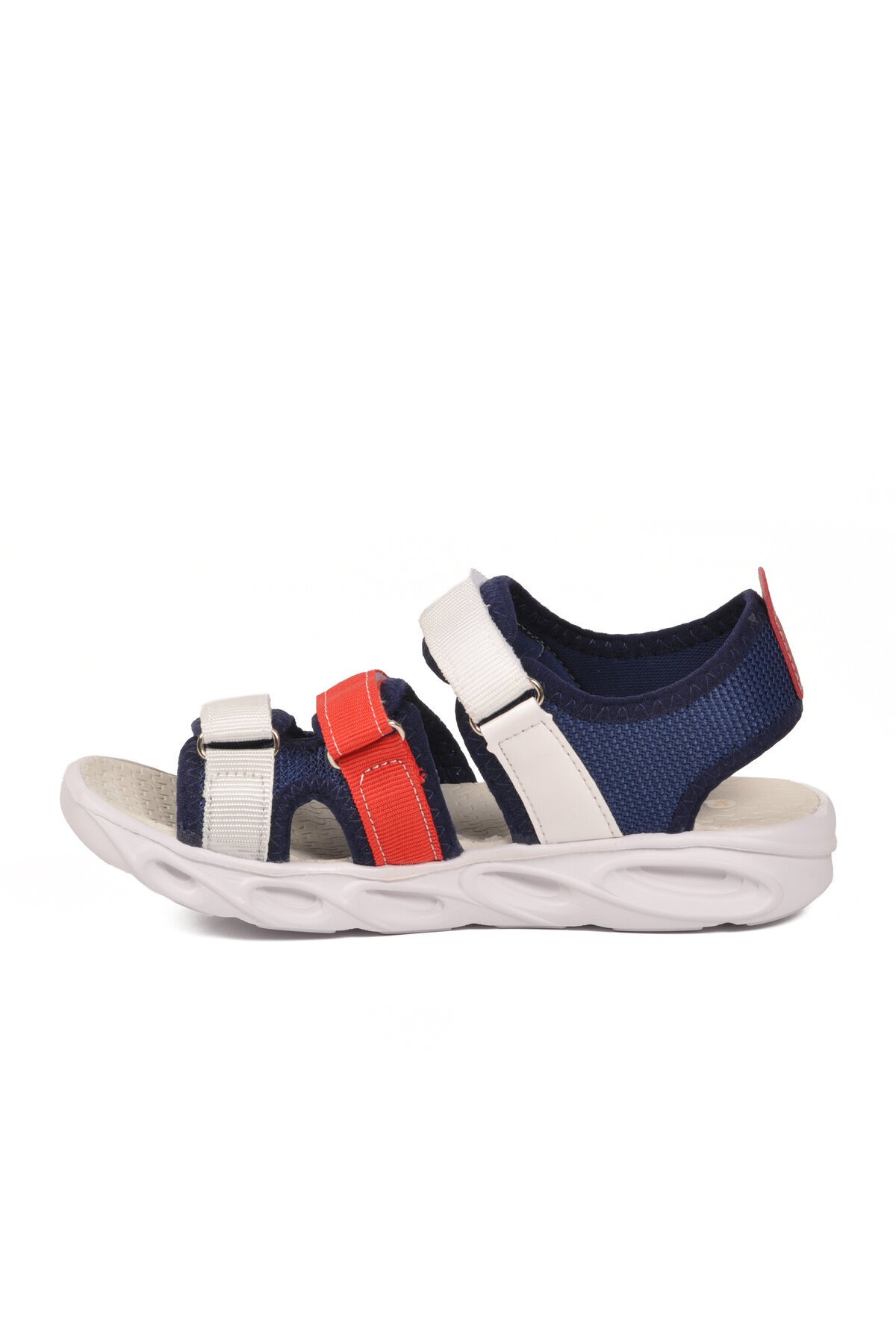 Lacivert-Kırmızı Cırtlı Ortopedik Erkek Çocuk Spor Sandalet 26A44