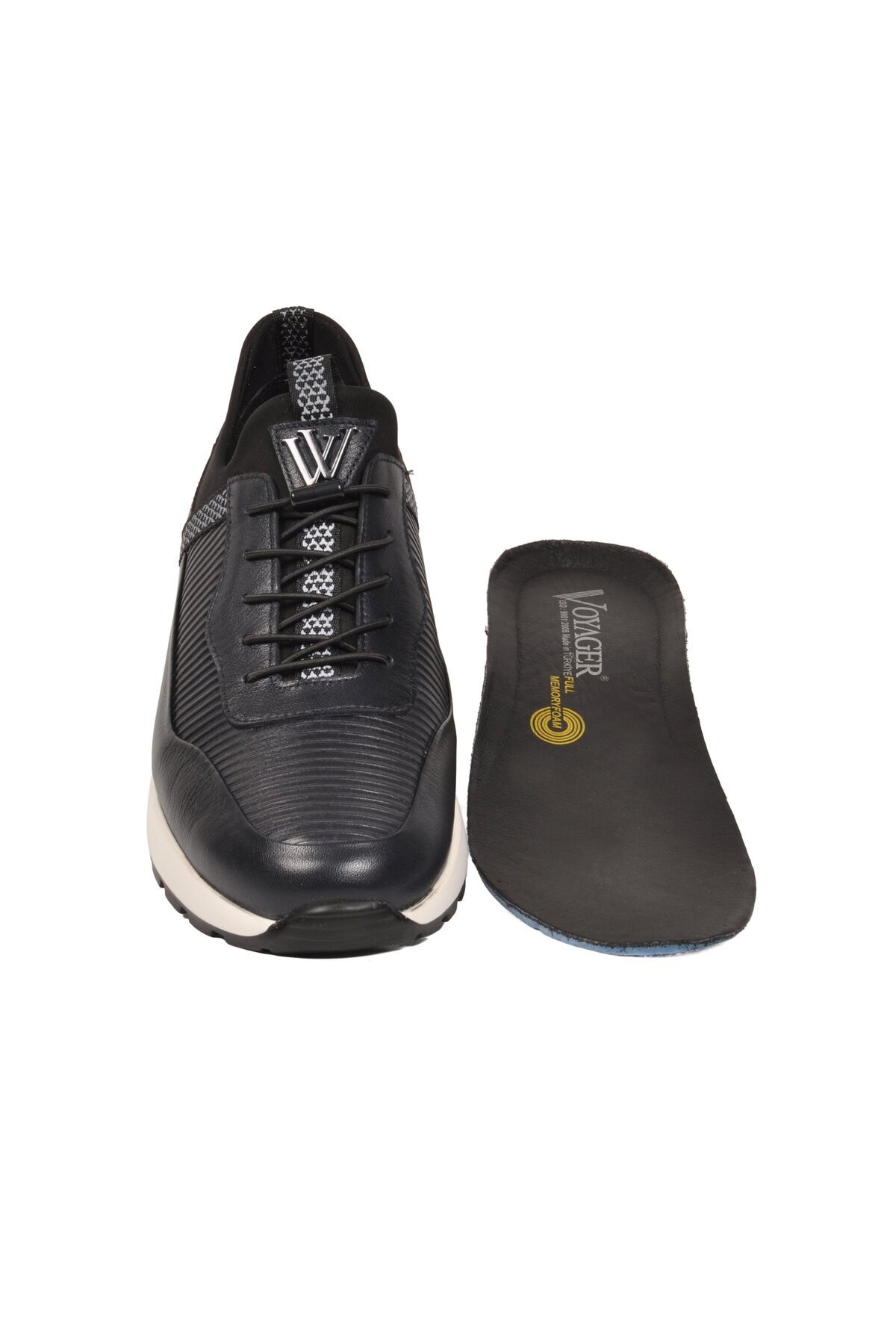 Lacivert Hakiki Deri Erkek Memory Taban Casual Sneaker M033 M