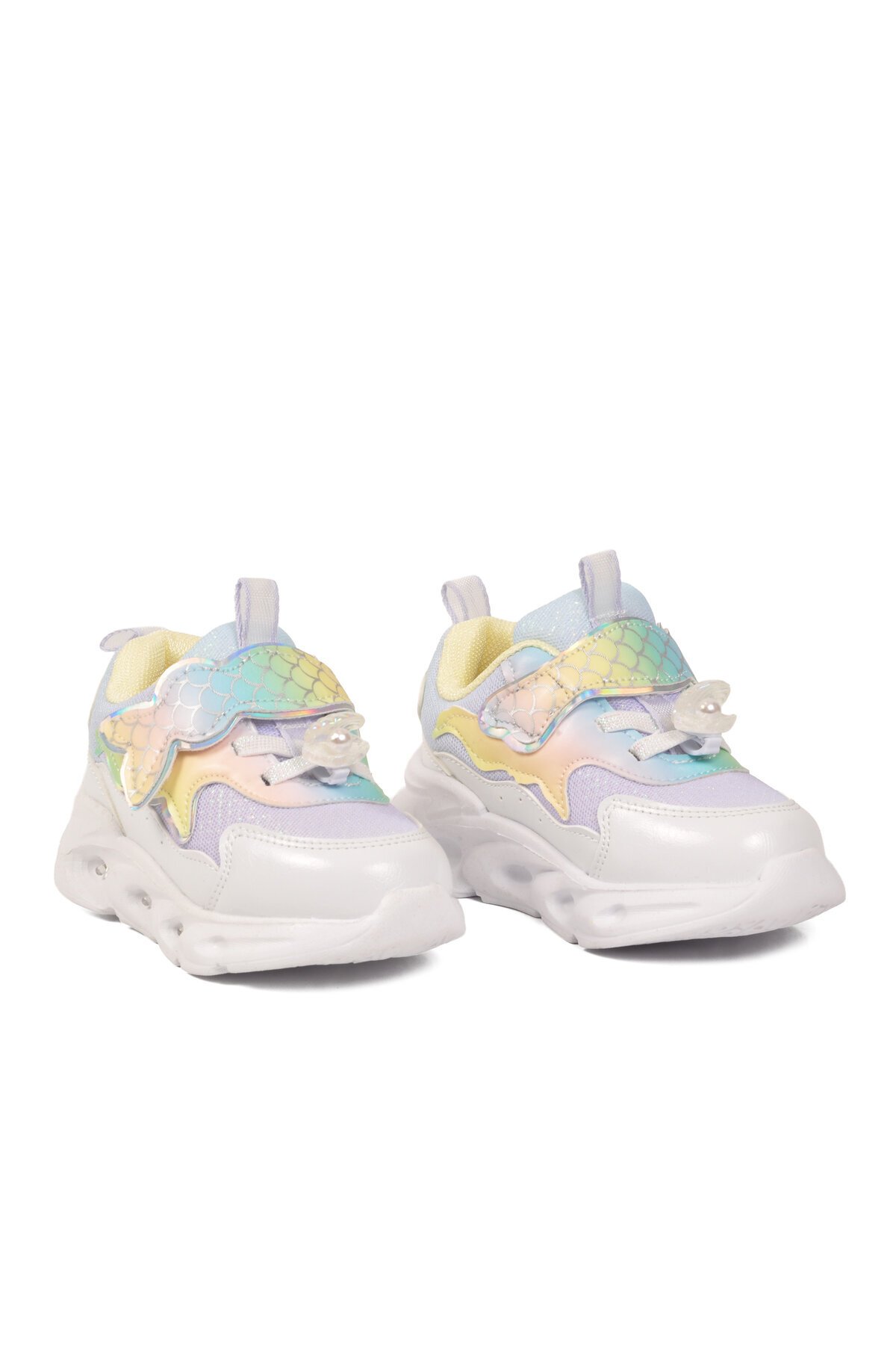 Lila Cırtlı Işıklı Anatomik Desenli Bebek İlk Adım ve Spor Ayakkabı Sneaker Aria B