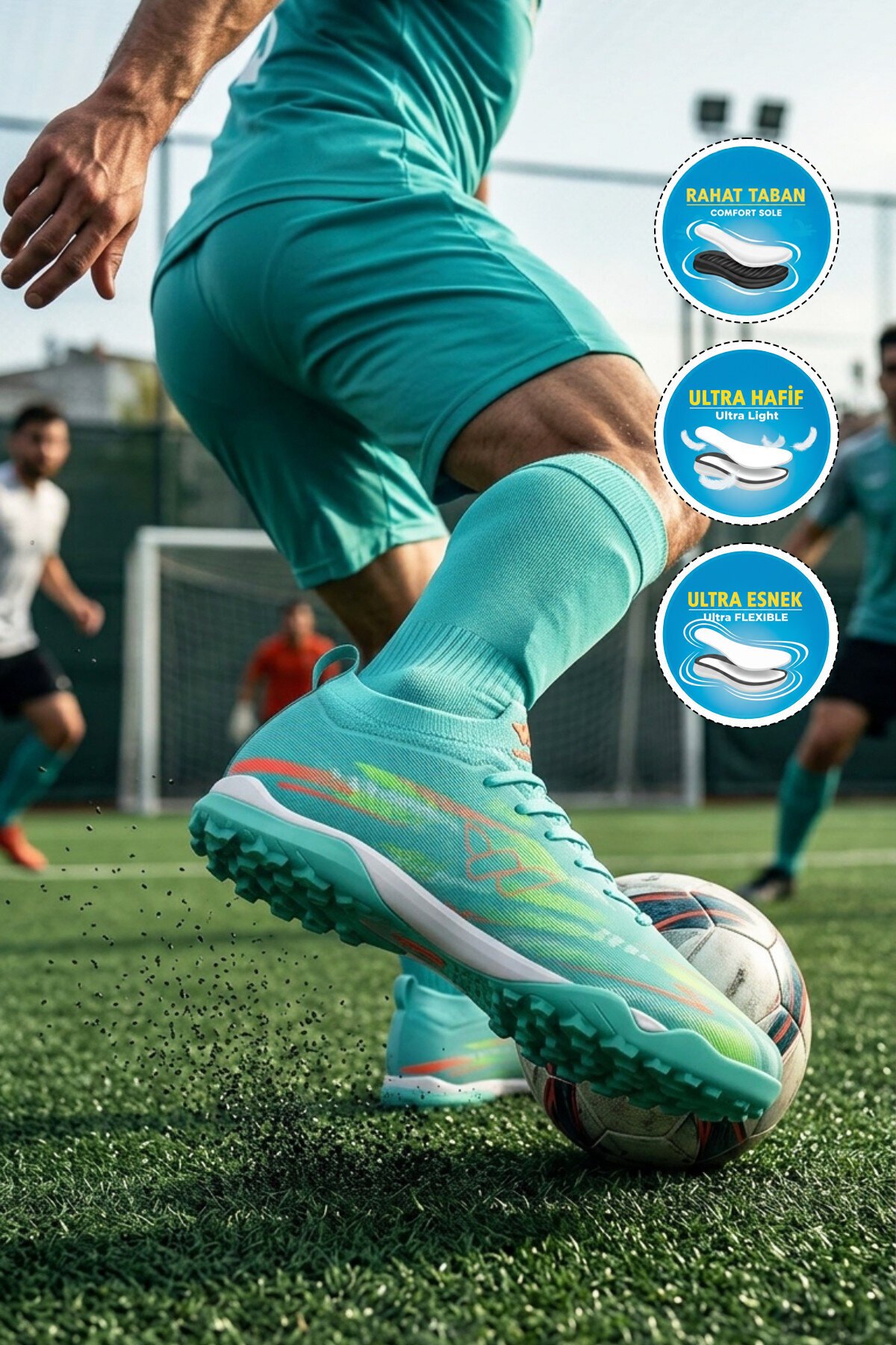 Mint Çoraplı Bağcıklı Erkek Futbol Ayakkabısı Halı Saha Strike M