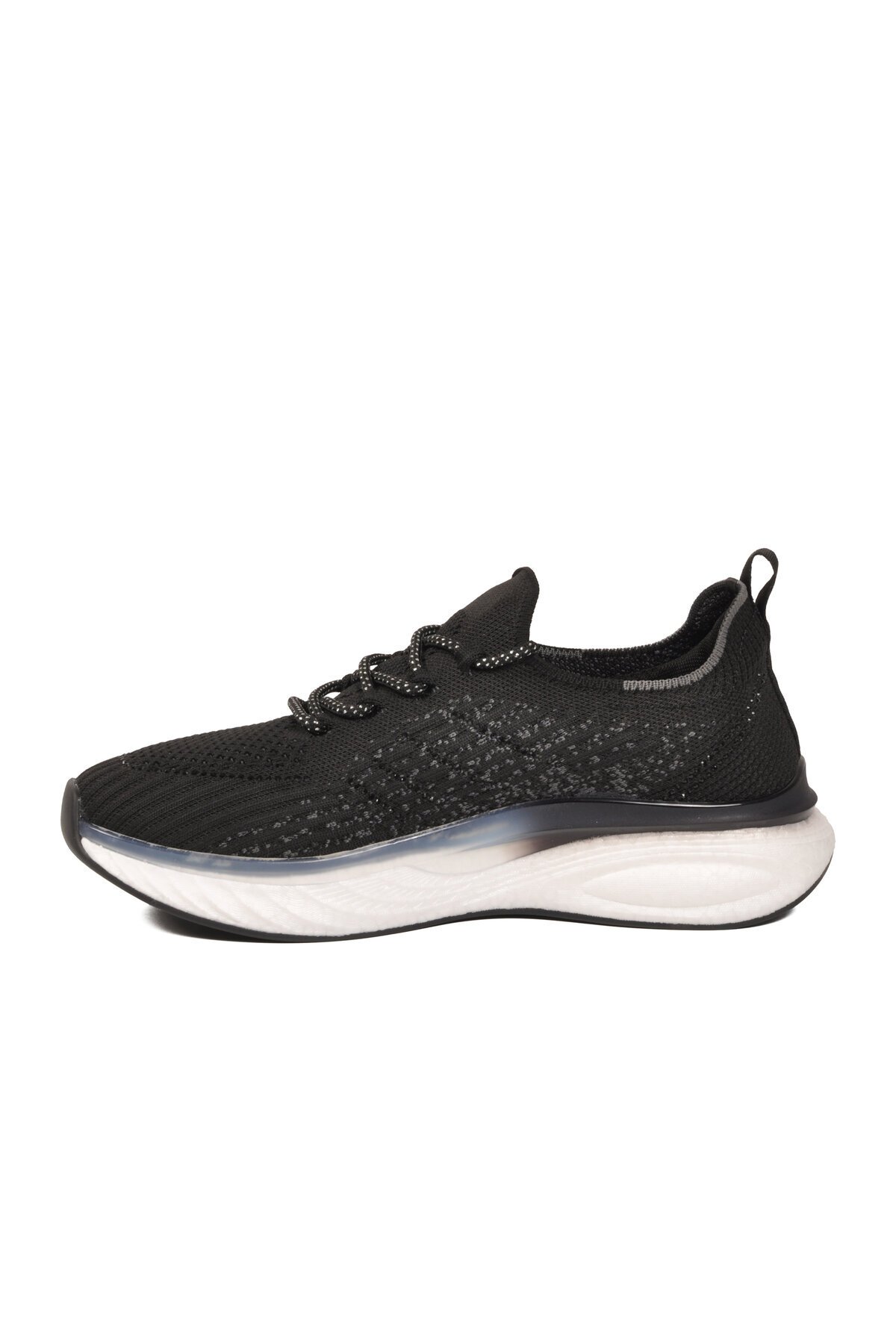 Siyah Geniş Kalıp Örme Hafızalı Taban Nefes Alan Kadın Yürüyüş ve Spor Ayakkabı Sneaker B264 Z
