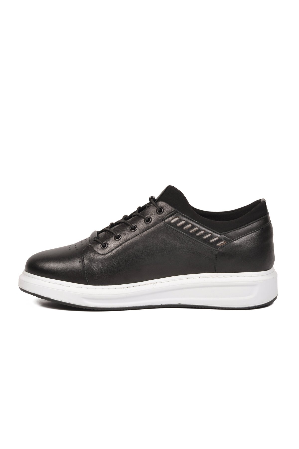 Erkek Siyah Hakiki Deri Comfort Rahat Taban Günlük Ayakkabı Sneaker 4190 M