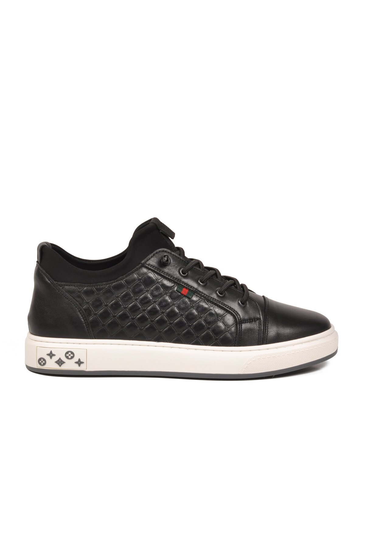Erkek Casual Ayakkabı Siyah Hakiki Deri Kroko Desenli Rahat Şık Sneaker 6424-1 M