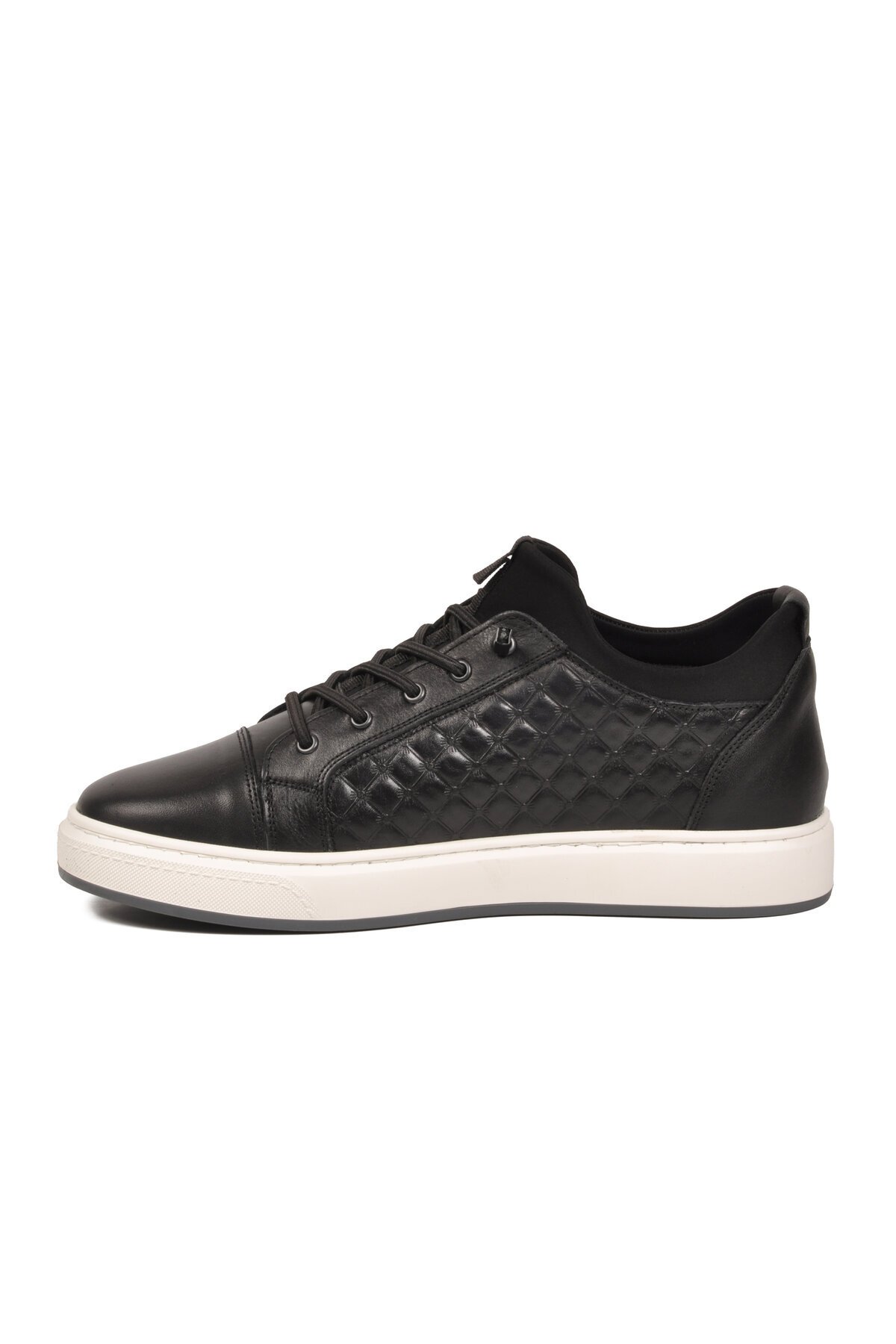 Erkek Casual Ayakkabı Siyah Hakiki Deri Kroko Desenli Rahat Şık Sneaker 6424-1 M
