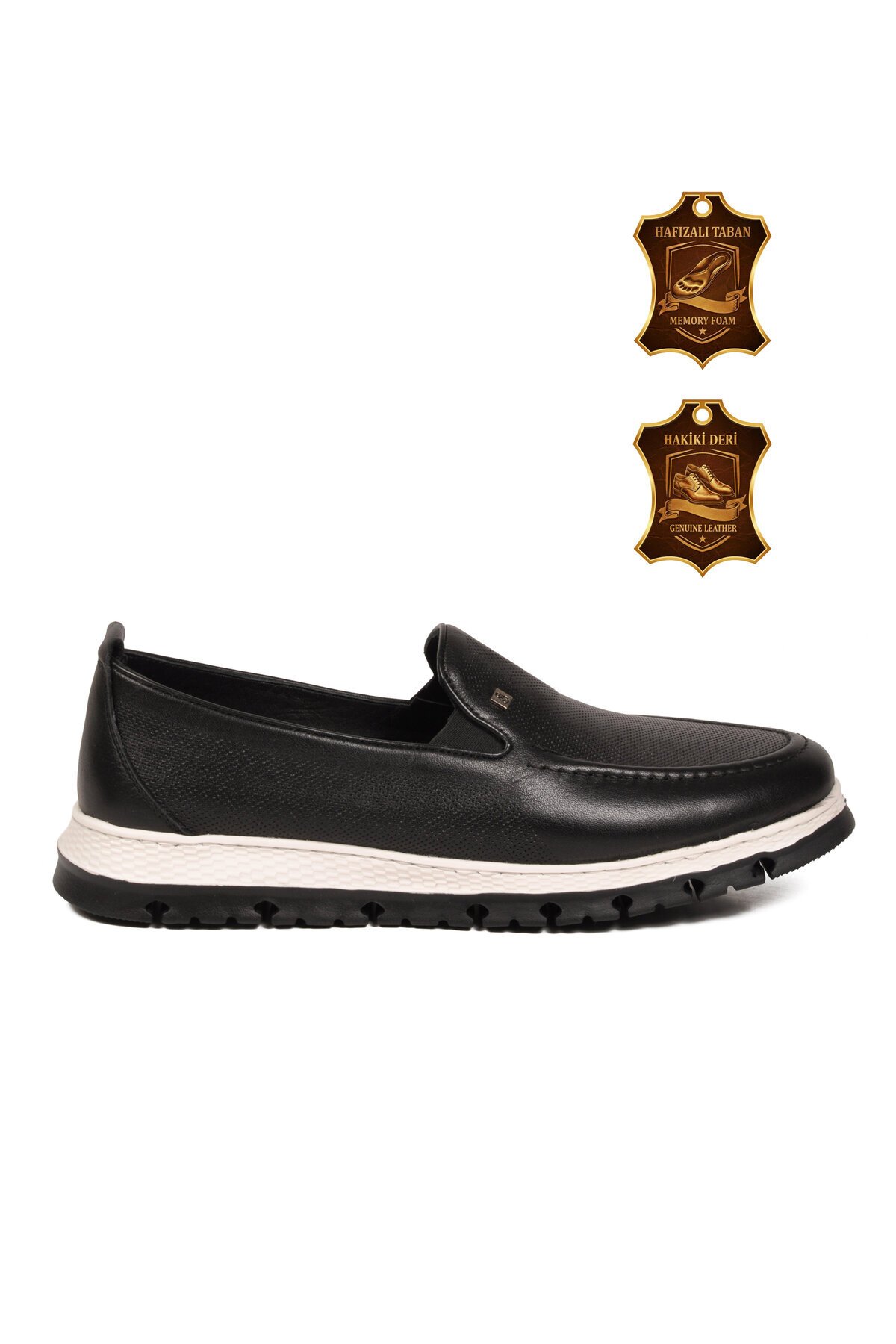 Erkek Siyah Hakiki Deri Kolay Giyilebilir Rahat Tabanlı Şık Günlük Ayakkabı Loafer 6574 M