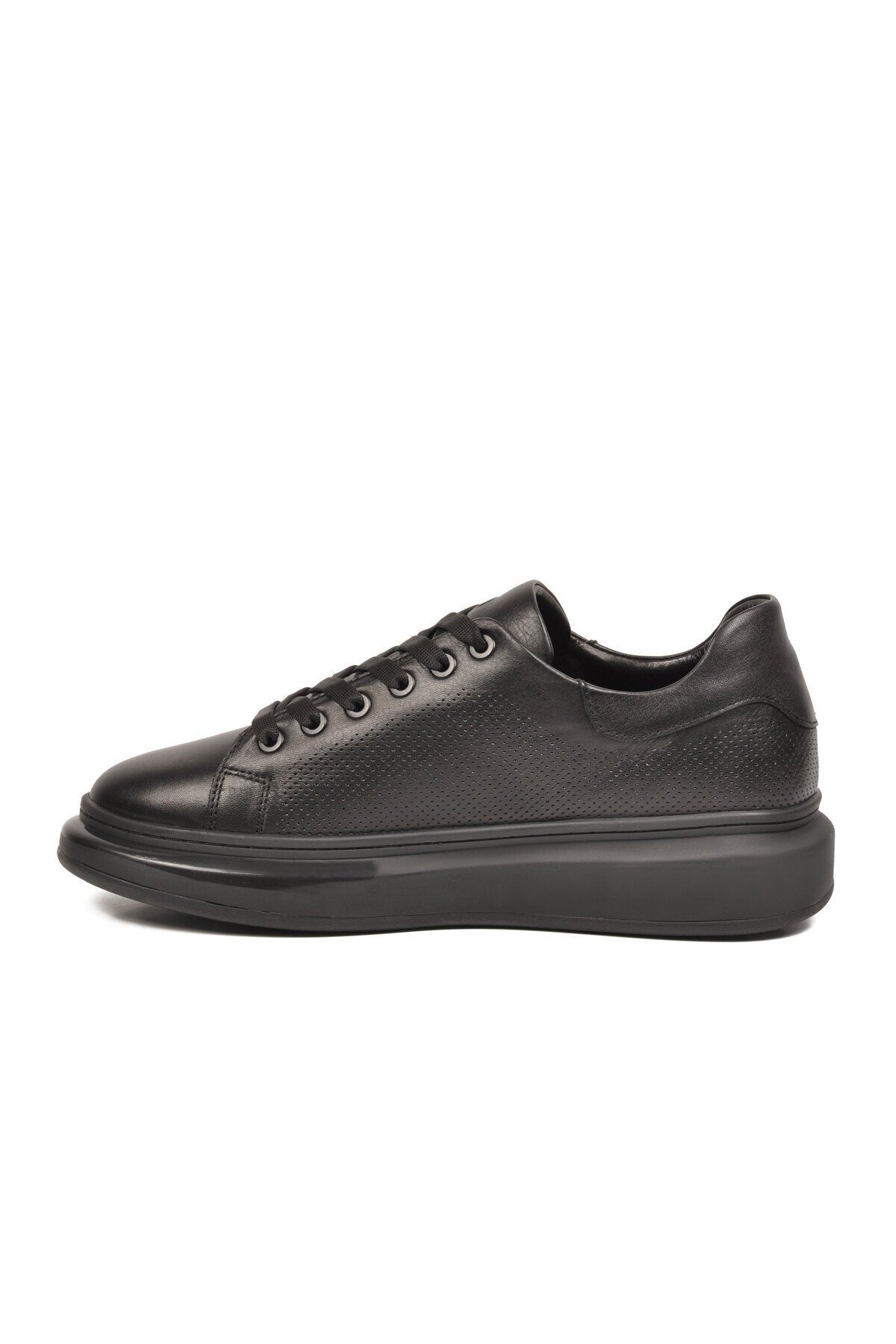 Siyah Premium Hakiki Deri Erkek Günlük Ayakkabı Memory Tabanlı Sneaker 6601 M