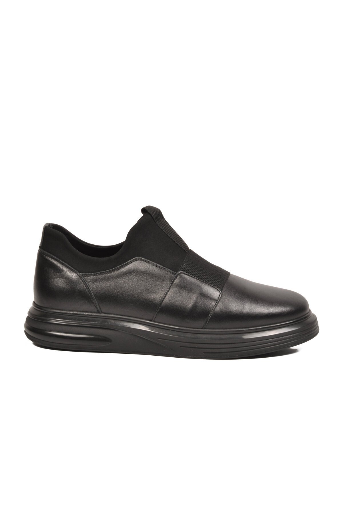 Erkek Siyah Hakiki Deri Erkek Slip-On Günlük Ayakkabı Sneaker 6961