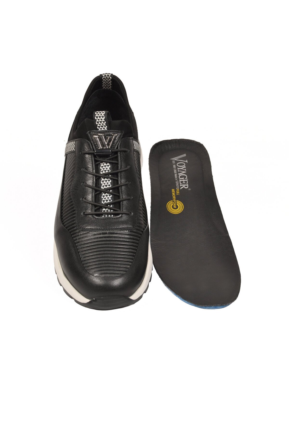 Siyah Hakiki Deri Erkek Memory Taban Casual Sneaker M033 M