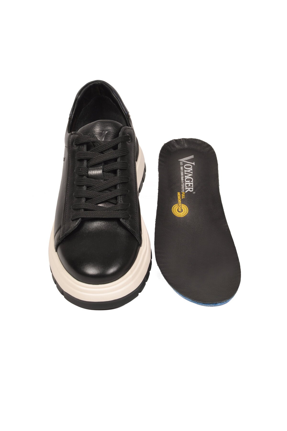 Siyah Memory Foam Rahat Şık Hakiki Deri Erkek Günlük Ayakkabı Sneaker M387 M