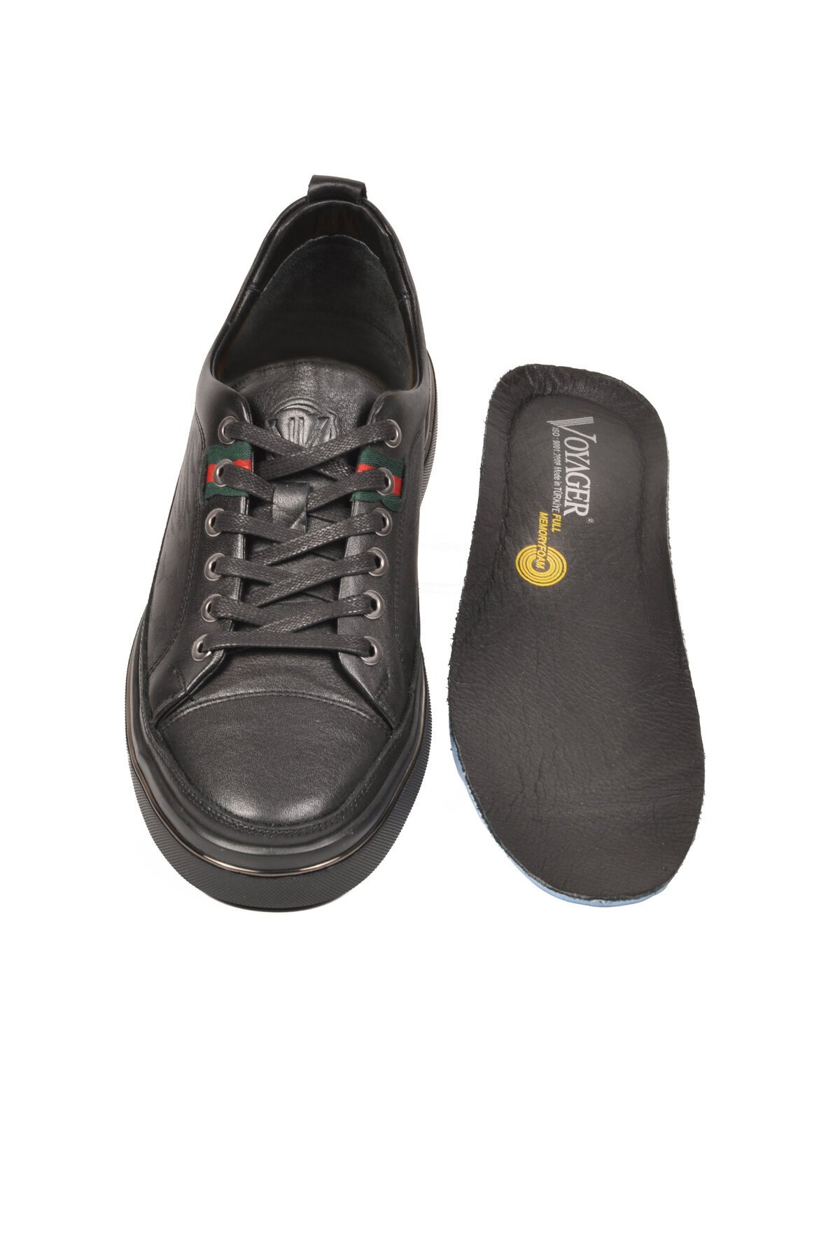 Siyah Hakiki Deri Erkek Casual Sneaker Memory Tabanlı Günlük Ayakkabı M665 M