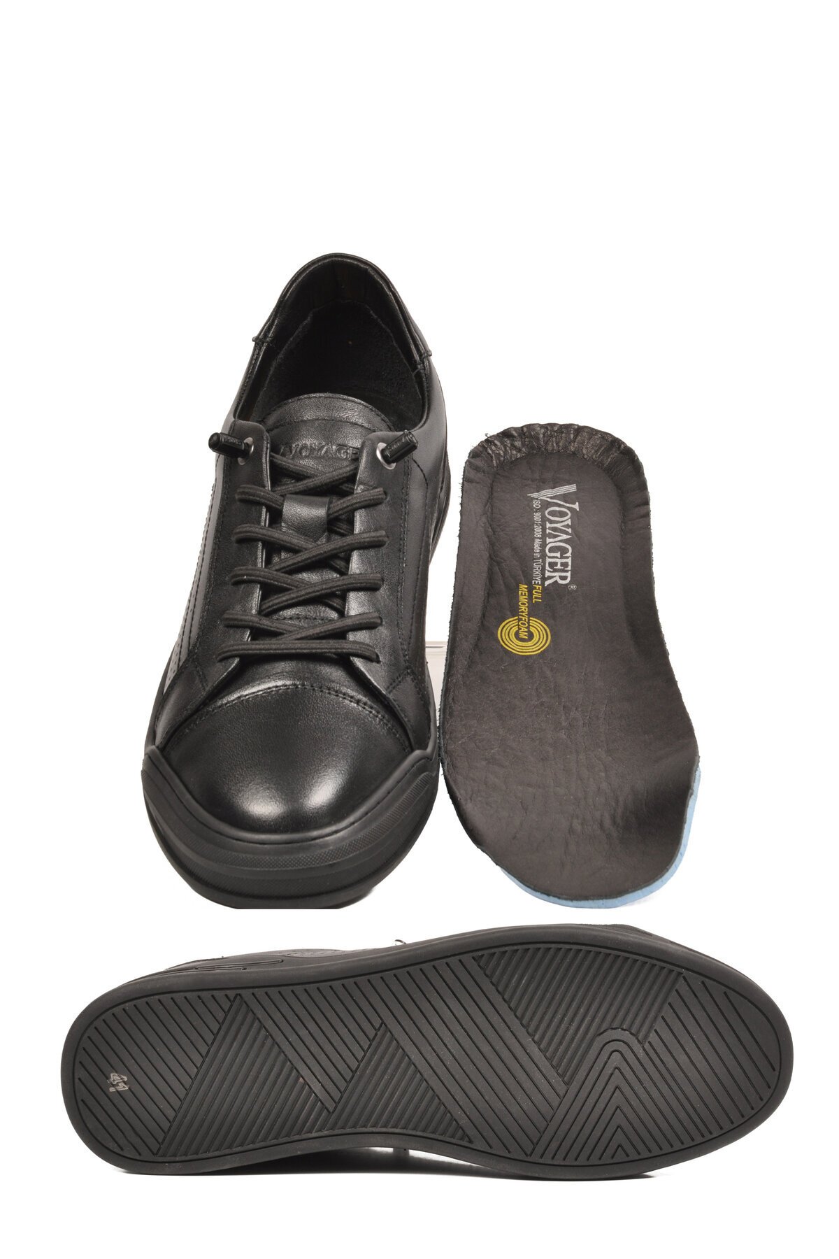 Siyah Hakiki Deri Erkek Günlük Sneaker Nefes Alabilen Memory Foam Casual Ayakkabı M682 M