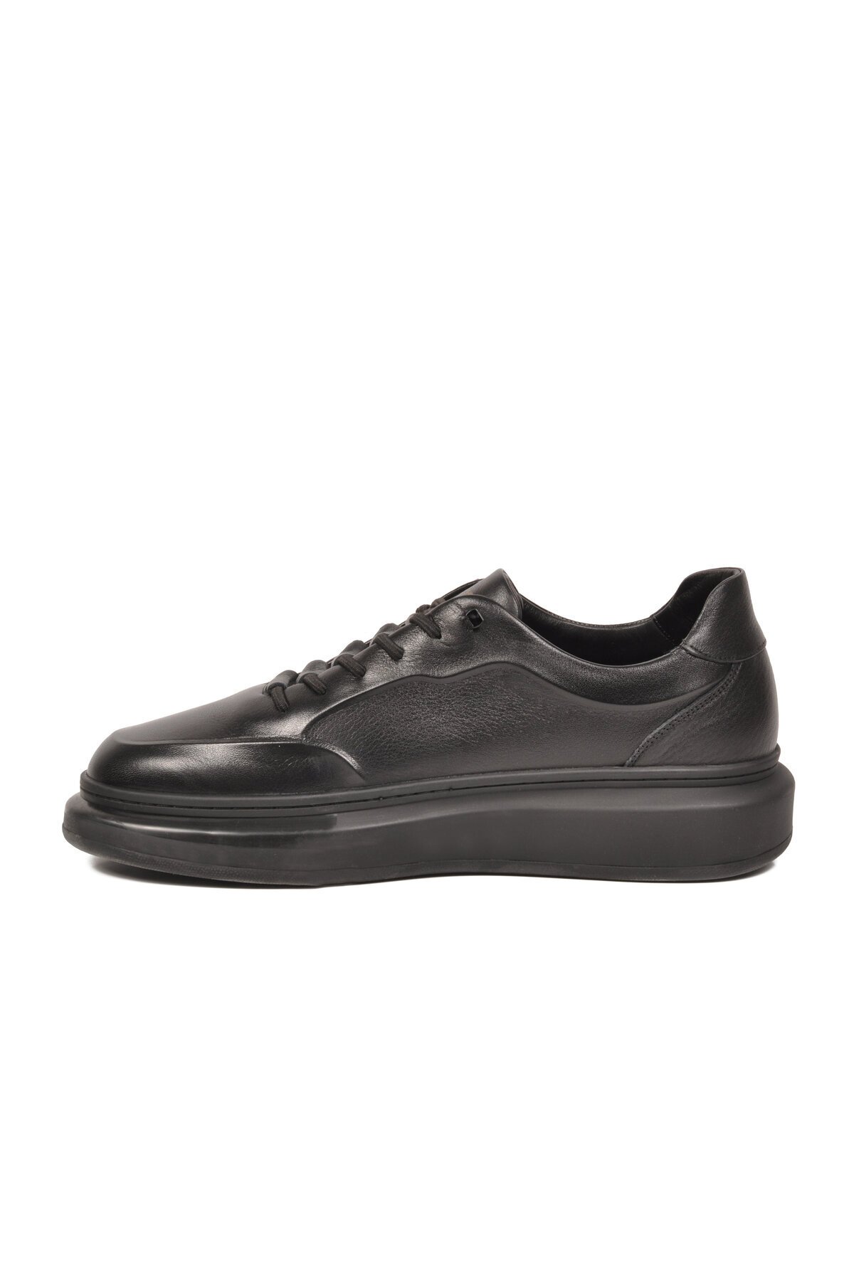 Siyah Hakiki Deri Erkek Sneaker Memory Taban Premium Günlük Ayakkabı M704-1 M
