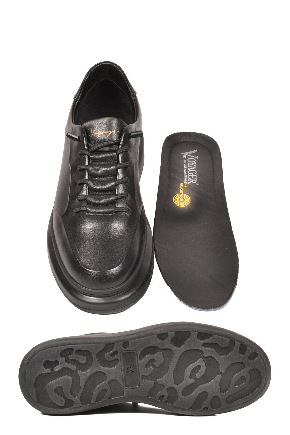 Siyah Hakiki Deri Erkek Sneaker Memory Taban Premium Günlük Ayakkabı M704-1 M