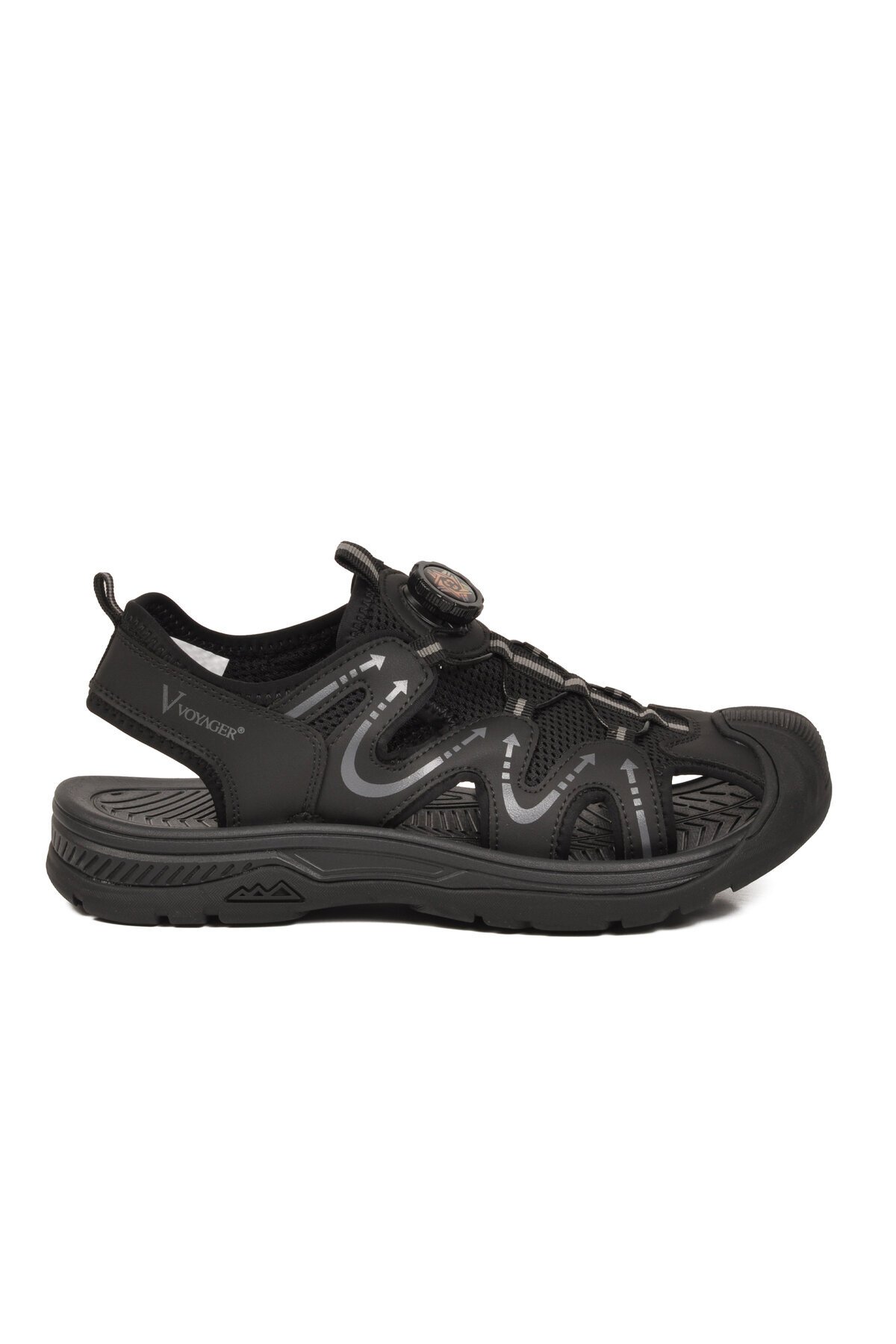 Erkek Outdoor Trekking Sandalet Çevirmeli Hızlı Bağlama Kapalı Burun Nefes Alabilen Siyah E339 M
