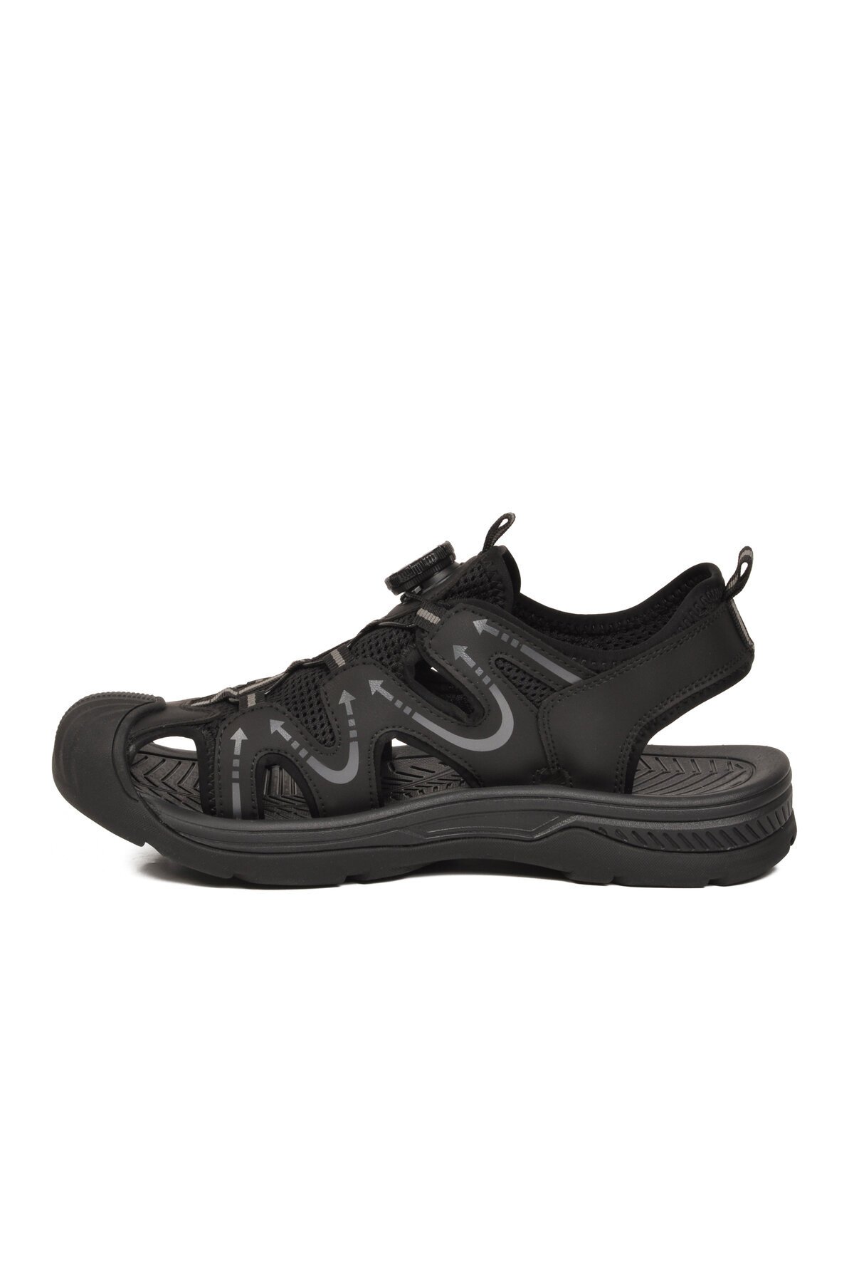 Erkek Outdoor Trekking Sandalet Çevirmeli Hızlı Bağlama Kapalı Burun Nefes Alabilen Siyah E339 M