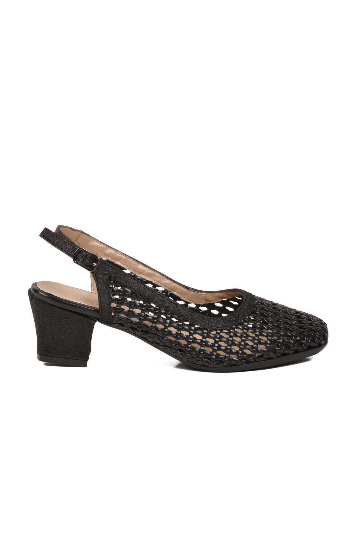Kadın Siyah Örgü Detaylı Slingback Topuklu Ayakkabı 18386016-01