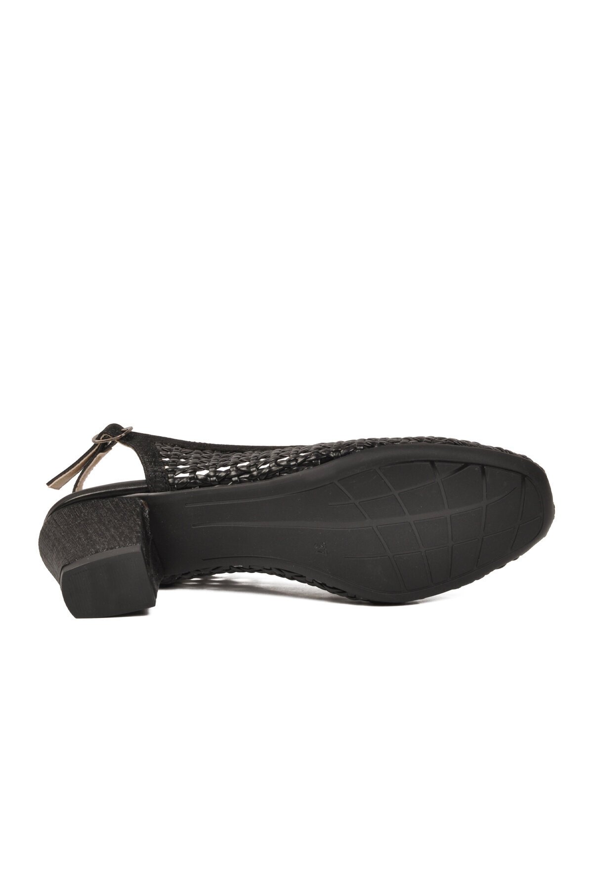 Kadın Siyah Örgü Detaylı Slingback Topuklu Ayakkabı 18386016-01