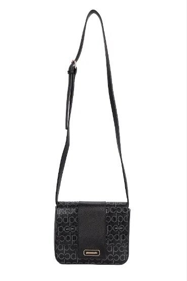 Siyah Monogram Desenli Kadın Çapraz Askılı Omuz Çantası 05PC24K805-PMN