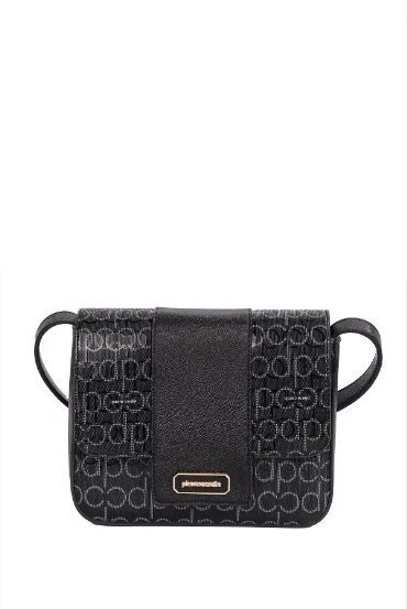 Siyah Monogram Desenli Kadın Çapraz Askılı Omuz Çantası 05PC24K805-PMN
