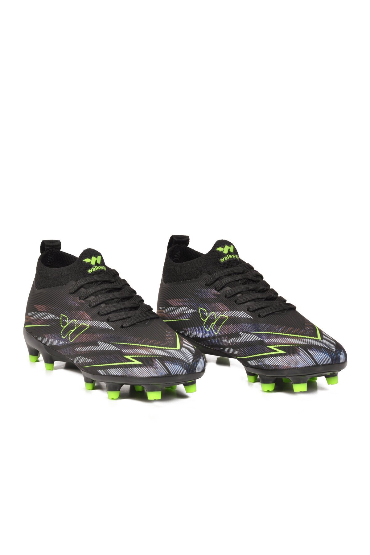 Siyah Çoraplı Bağcıklı Unisex Çocuk Futbol Ayakkabısı Krampon Strike F