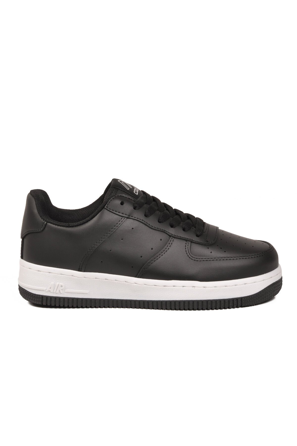 Siyah Bağcıklı Kalın Tabanlı Unisex Yürüyüş ve Spor Ayakkabı Klasik Sneaker Pekin Kısa