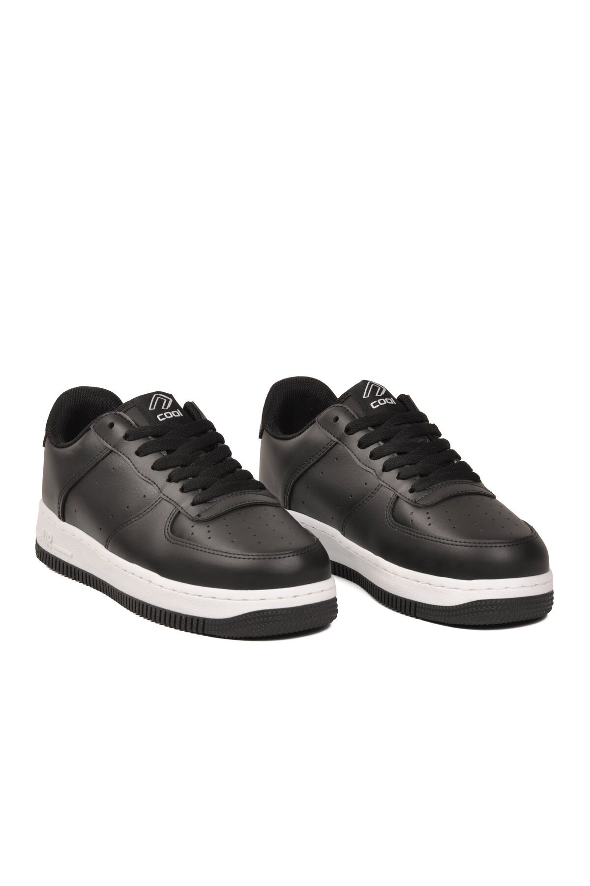 Siyah Bağcıklı Kalın Tabanlı Unisex Yürüyüş ve Spor Ayakkabı Klasik Sneaker Pekin Kısa