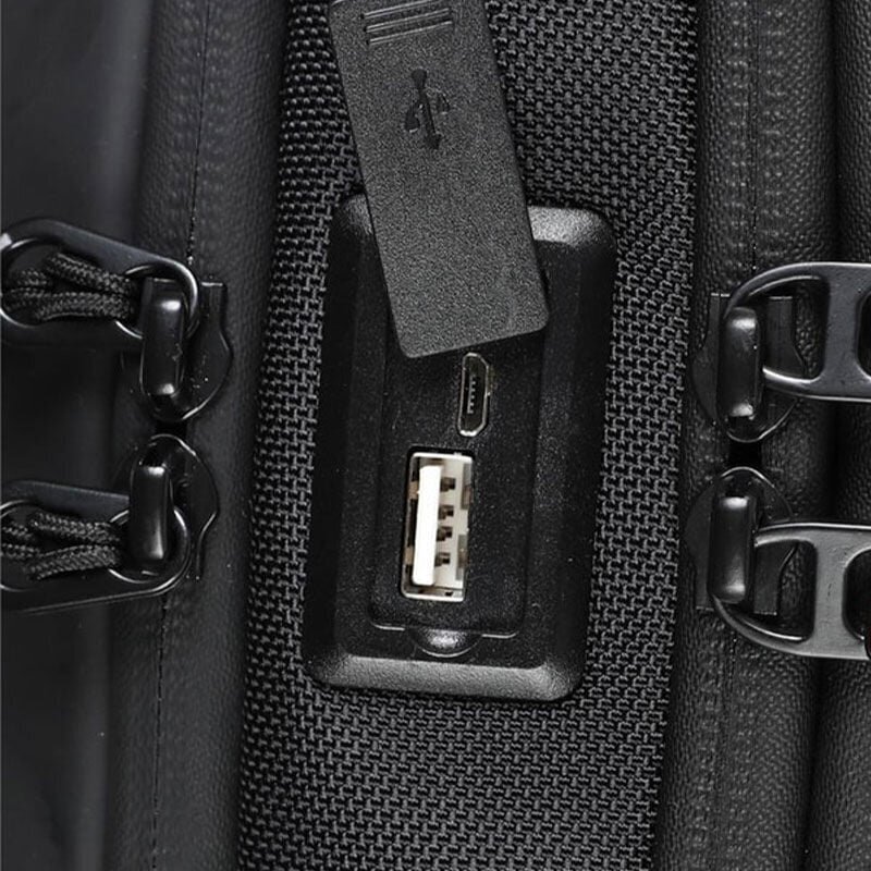 Siyah-Siyah Çok Bölmeli Tek Omuz Askılı Usb Girişli Dayanıklı Unisex Laptop ve Sırt Çantası 31304