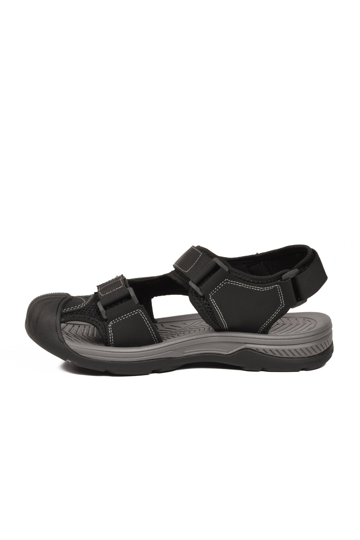 Erkek Siyah Kapalı Burun Cırtlı Günlük Yürüyüş Outdoor Sandalet E337 M