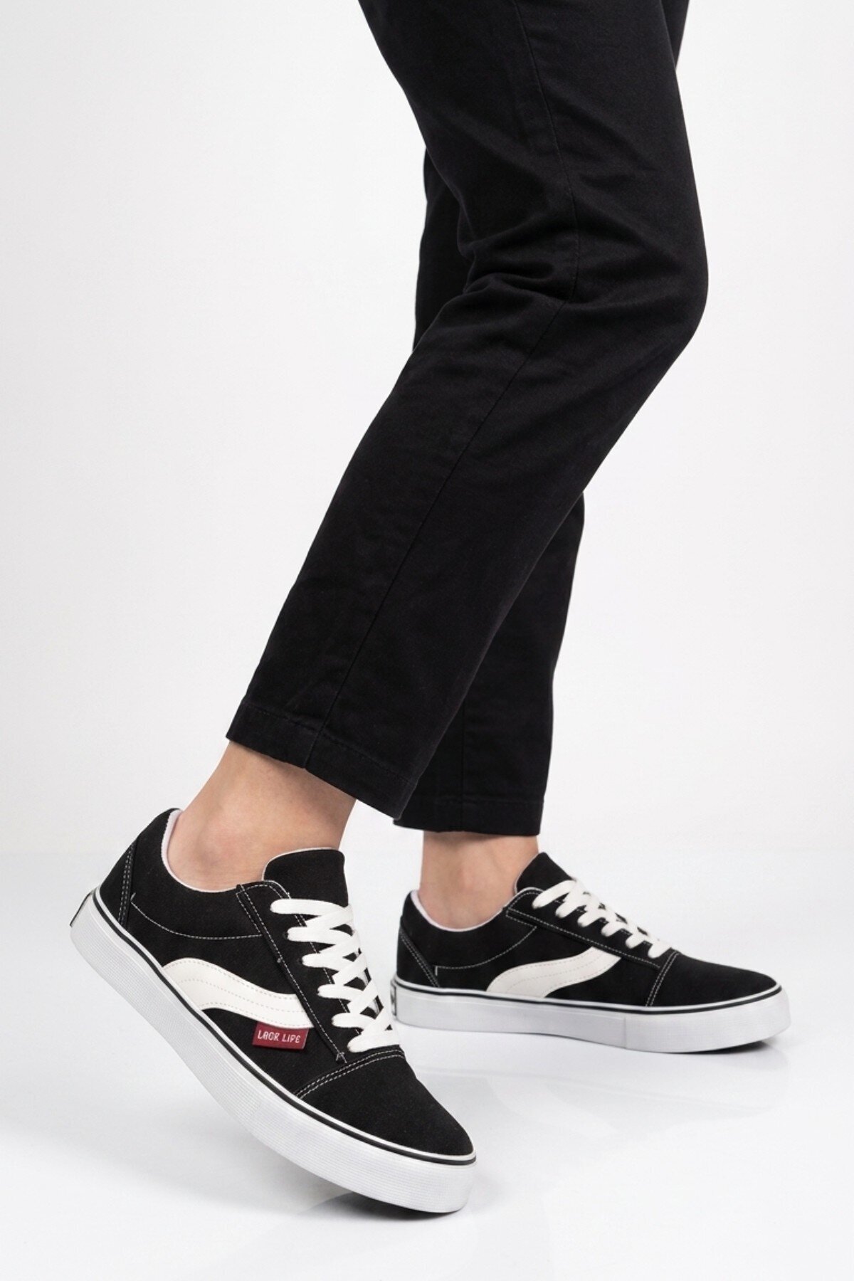 Siyah Dar Kalıp Erkek Kanvas Hava alabilen Rahat Sneaker Spor Ayakkabı 1002 G