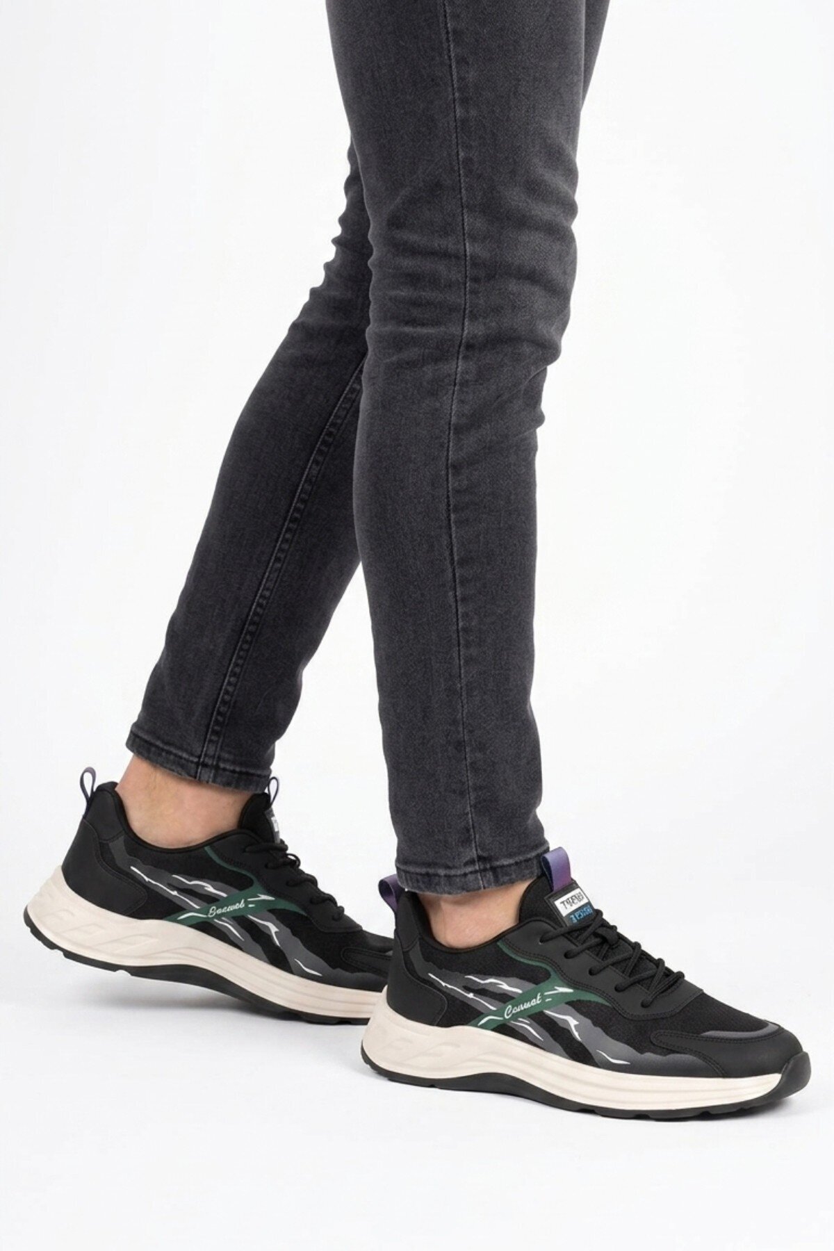 Erkek Memory Foam Hafif Esnek Taban Siyah Günlük Spor Ayakkabı Sneaker E275 M