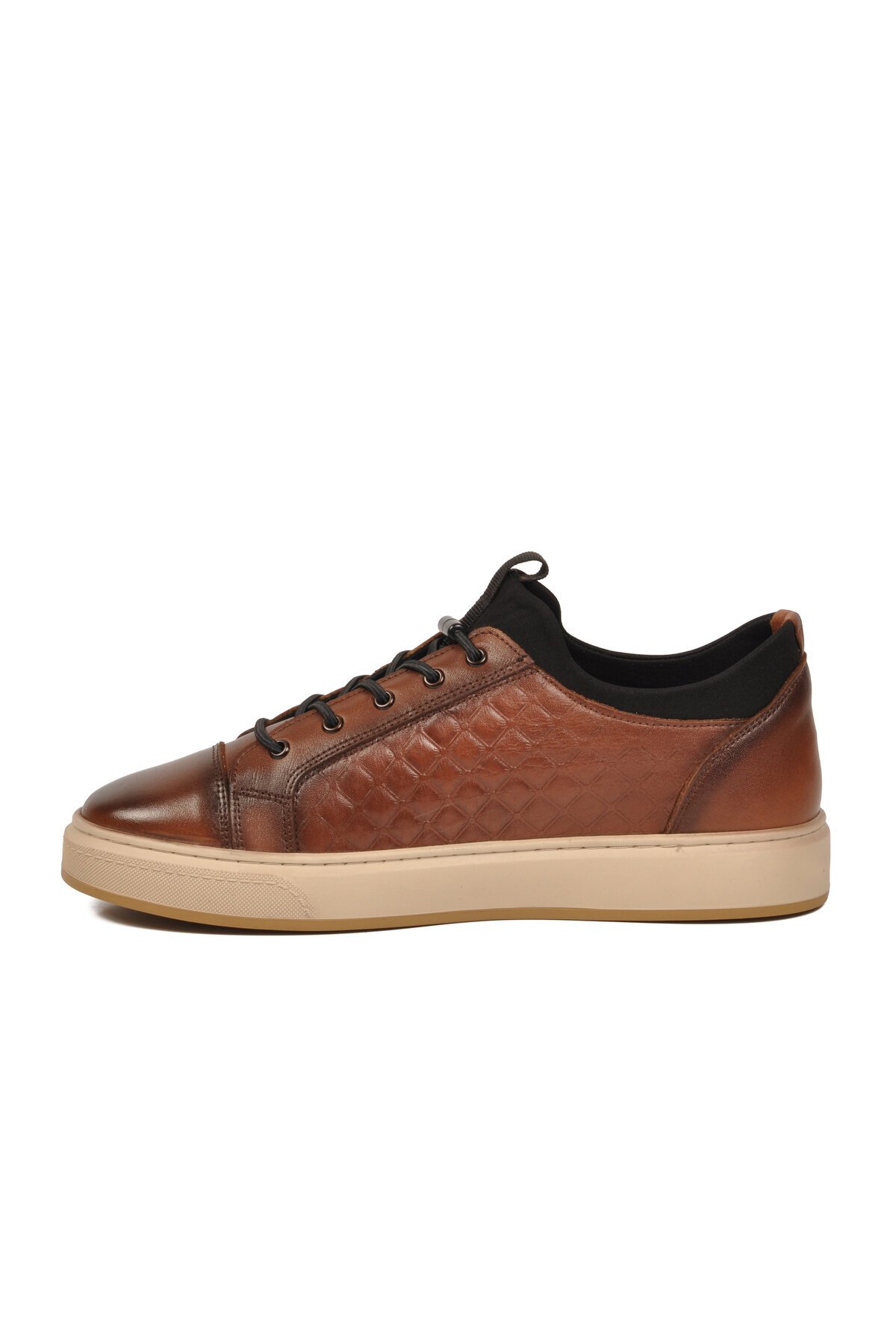 Erkek Casual Ayakkabı Taba Hakiki Deri Kroko Desenli Rahat Şık Sneaker 6424-1 M