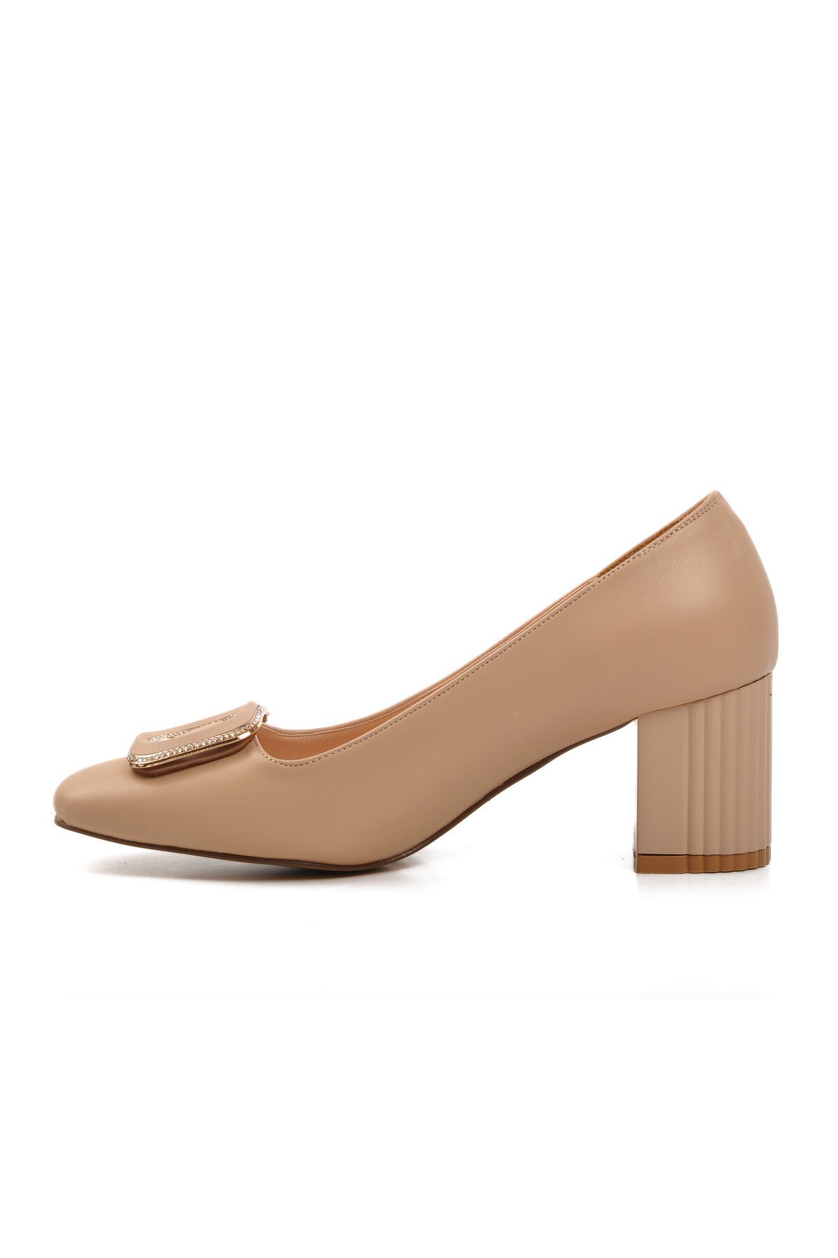 Ayakmod Bej Cilt Kadın Topuklu Ayakkabı