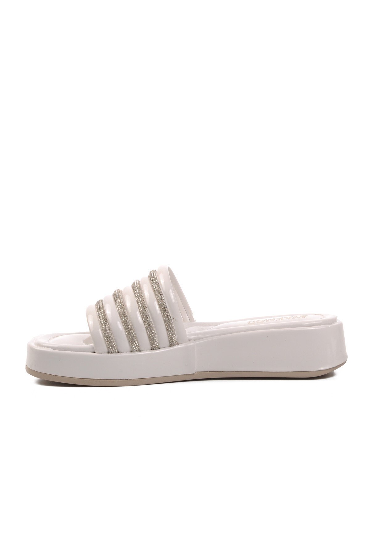 Ayakmod Beyaz Rugan Kadın Terlik