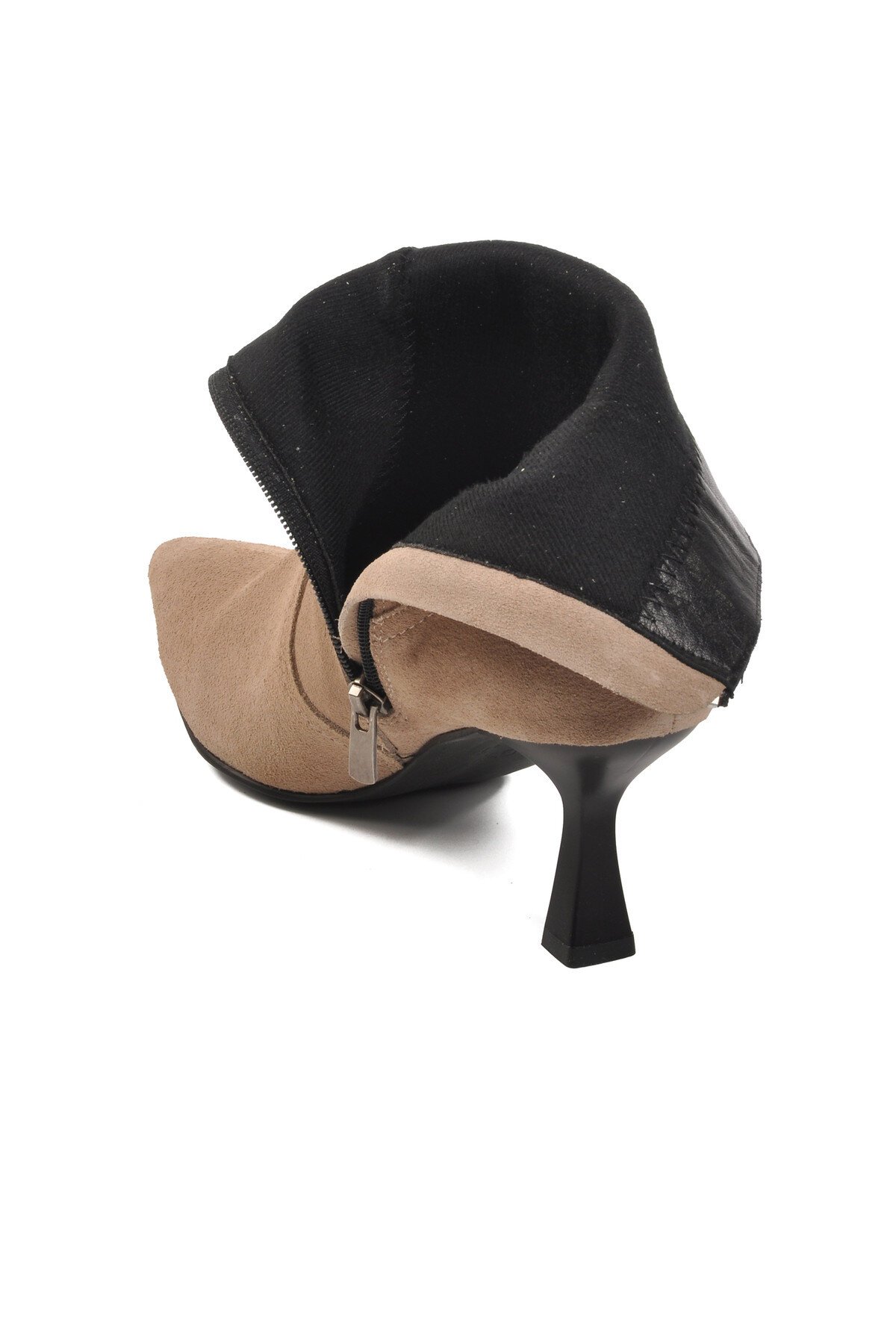 Ayakmod Bej Süet Kadın Topuklu Bot