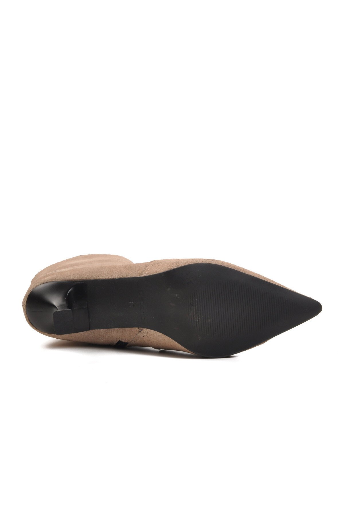 Ayakmod Bej Süet Kadın Topuklu Bot