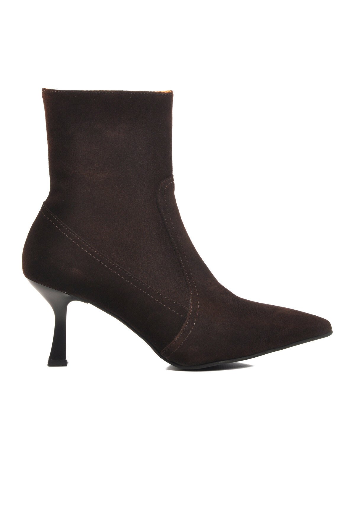 Ayakmod Kahve Süet Kadın Topuklu Bot