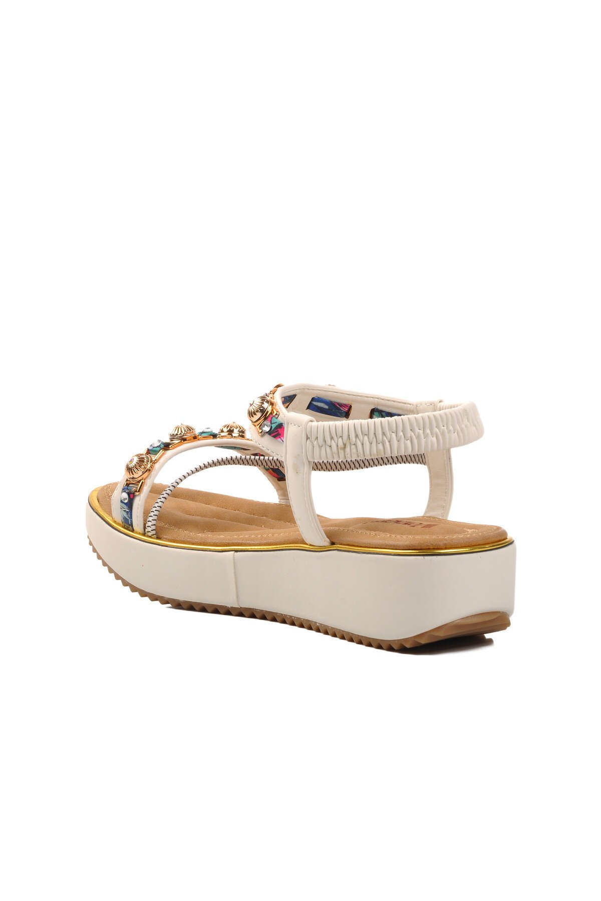 Ayakmod Hakiki Deri Beyaz Kadın Sandalet