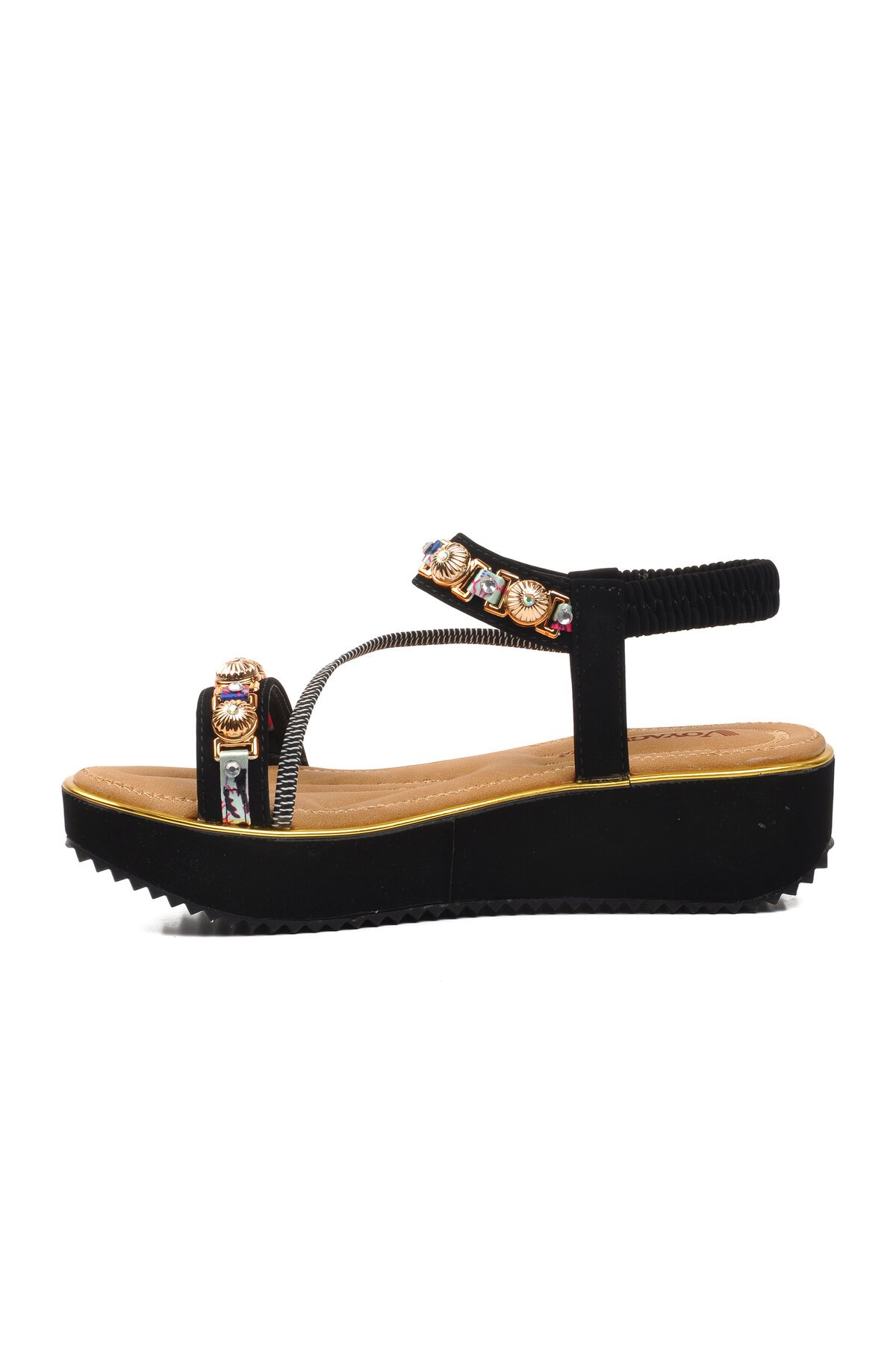 Hakiki Deri Siyah Kadın Sandalet