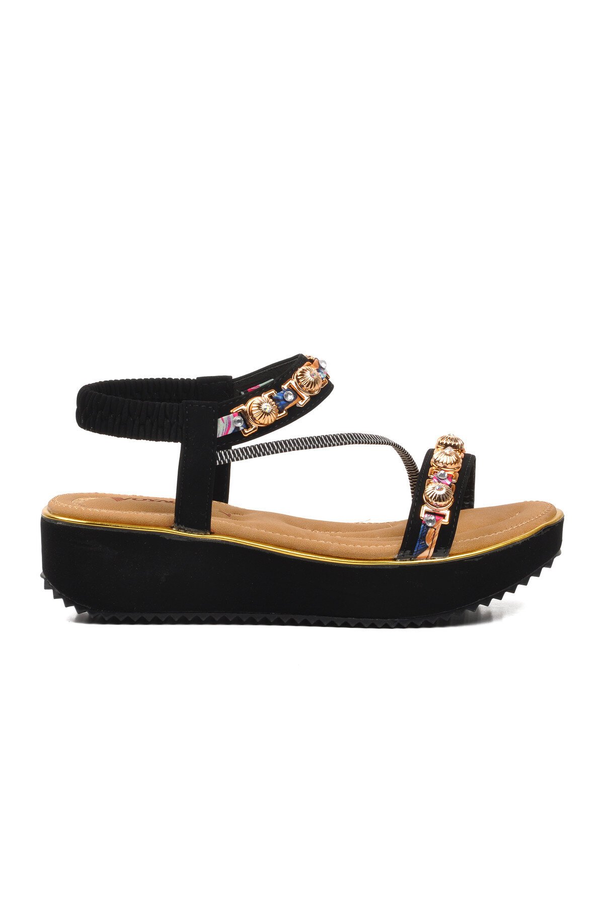 Hakiki Deri Siyah Kadın Sandalet