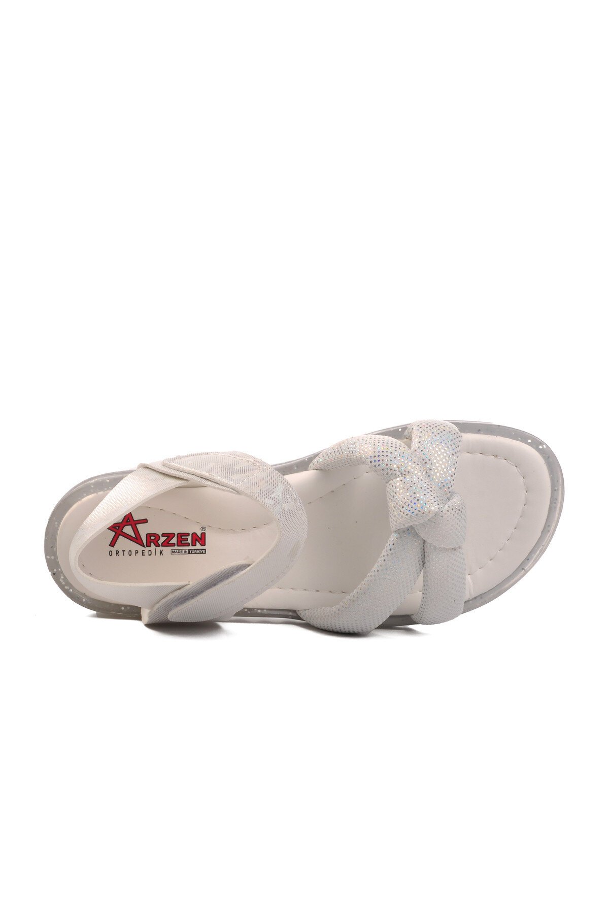 Beyaz Simli Hafif Ortopedik Kız Çocuk Sandalet Arzen