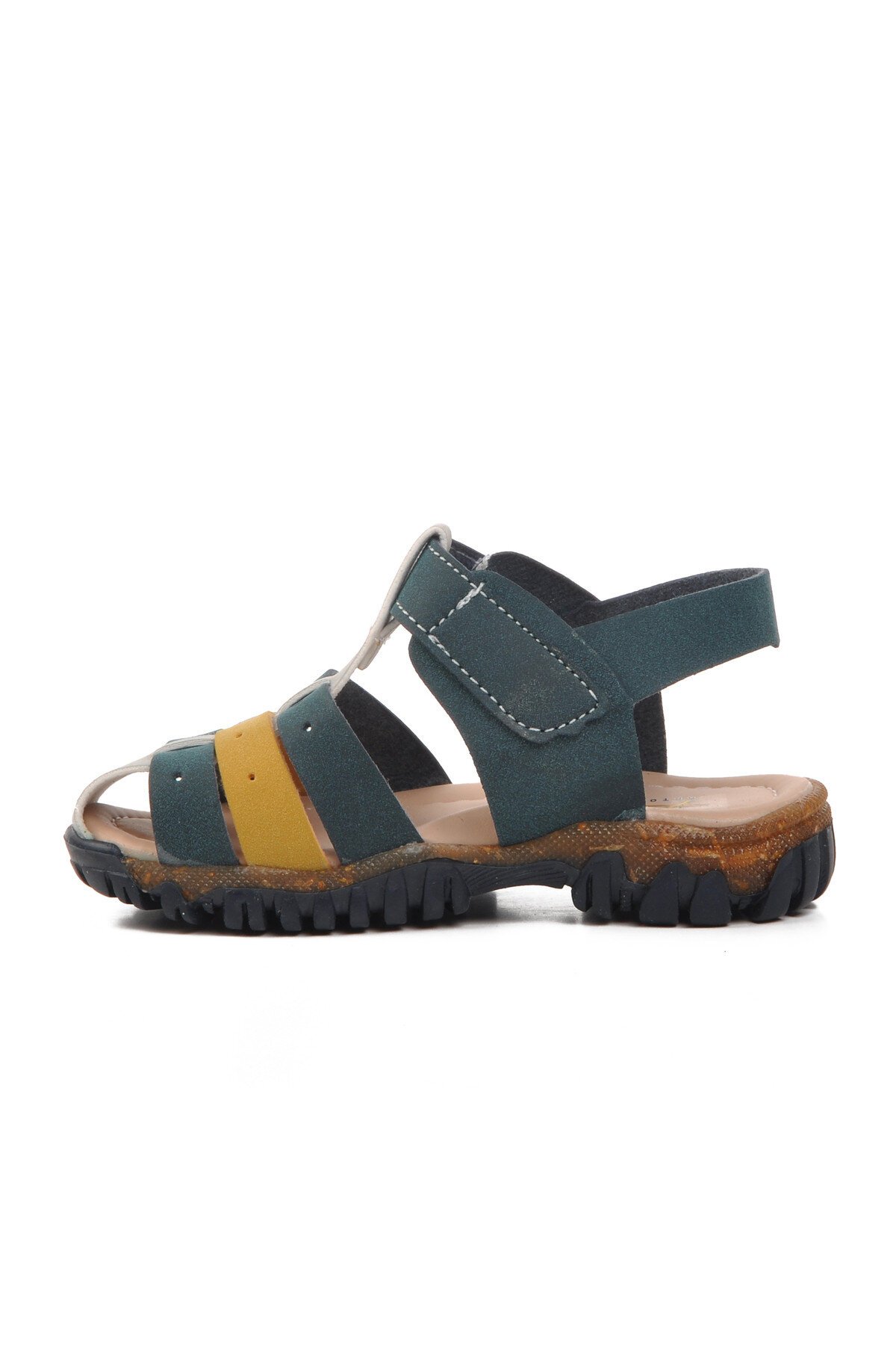 Ayakmod Lacivert Nubuk-Sarı Bebek Sandalet