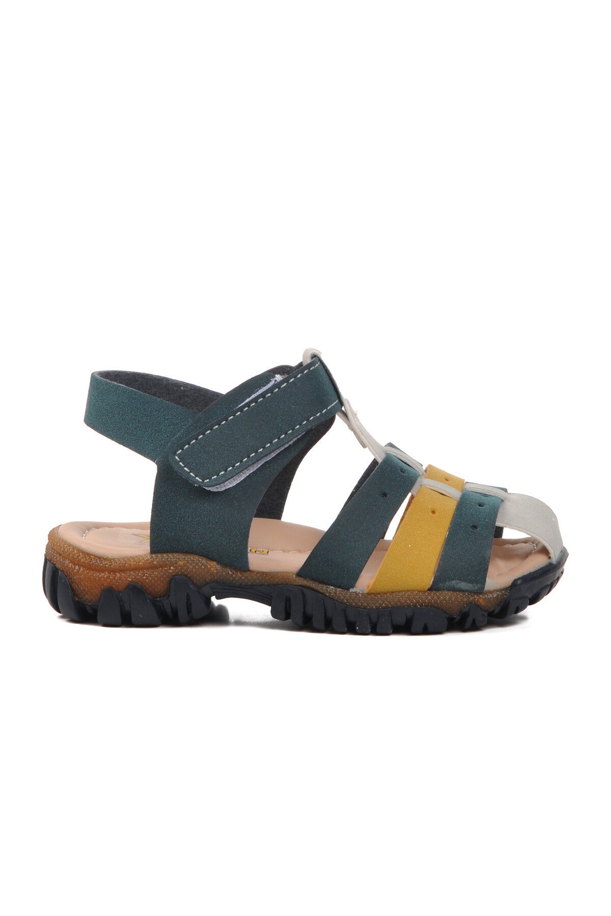 Ayakmod Lacivert Nubuk-Sarı Bebek Sandalet