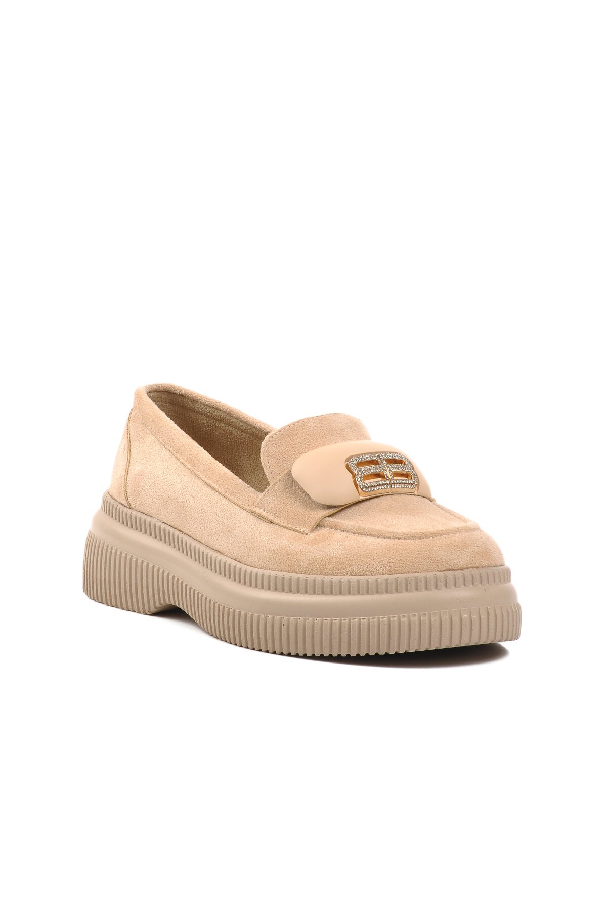 Ayakmod Bej Süet Kadın Günlük Ayakkabı