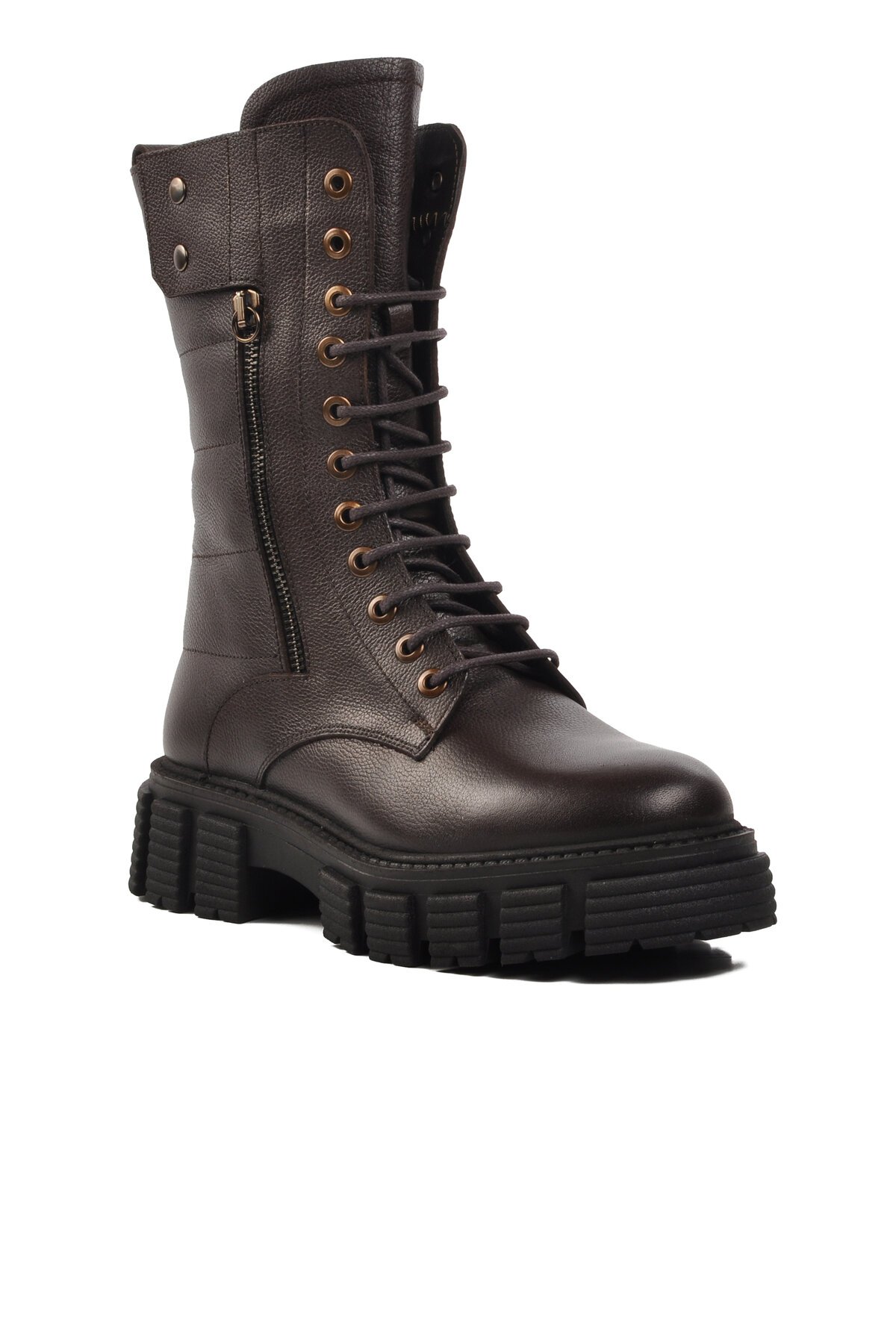 Ayakmod Kahve Hakiki Deri Kadın Bot