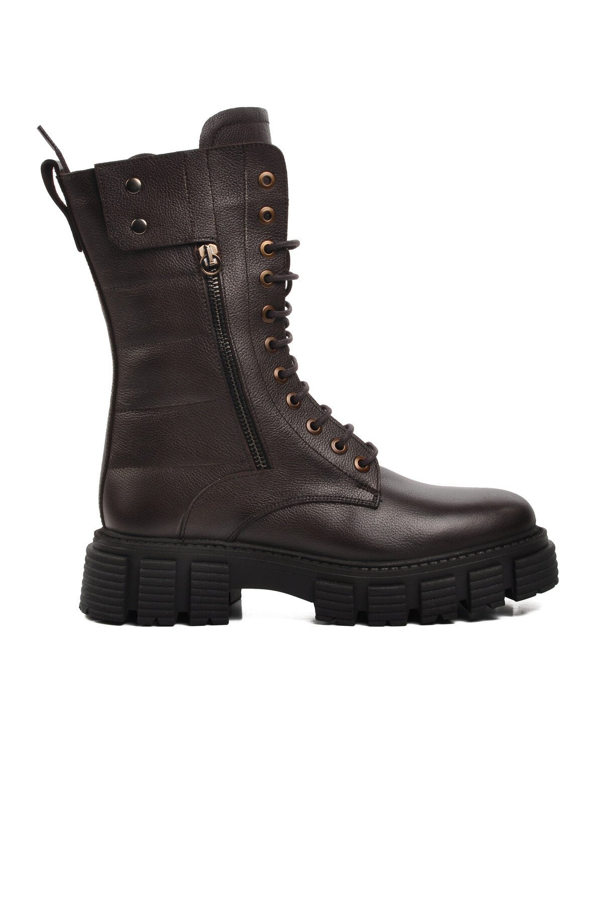 Ayakmod Kahve Hakiki Deri Kadın Bot