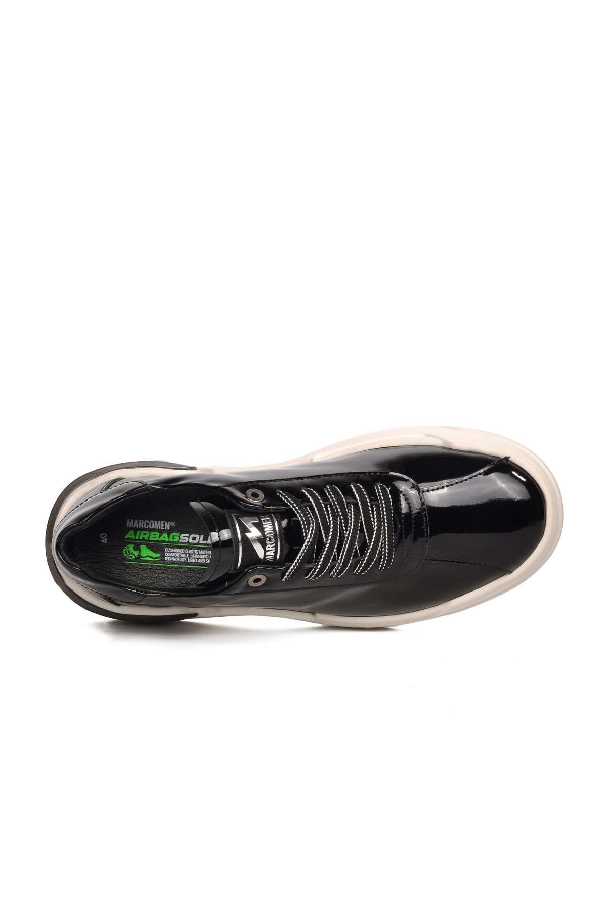 Ayakmod Siyah Rugan-Beyaz Hakiki Deri Erkek Sneaker