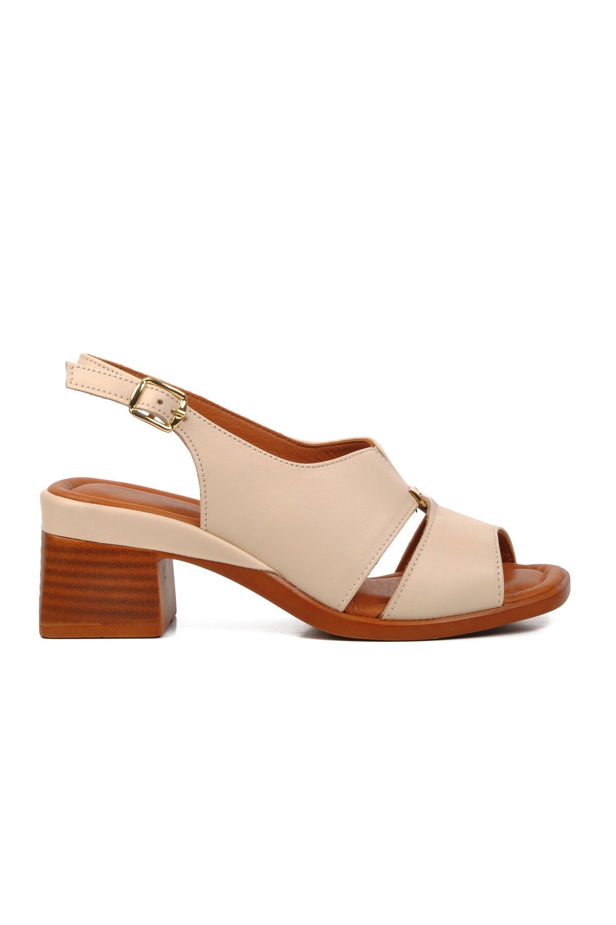 Venüs Bej Hakiki Deri Kadın Topuklu Sandalet