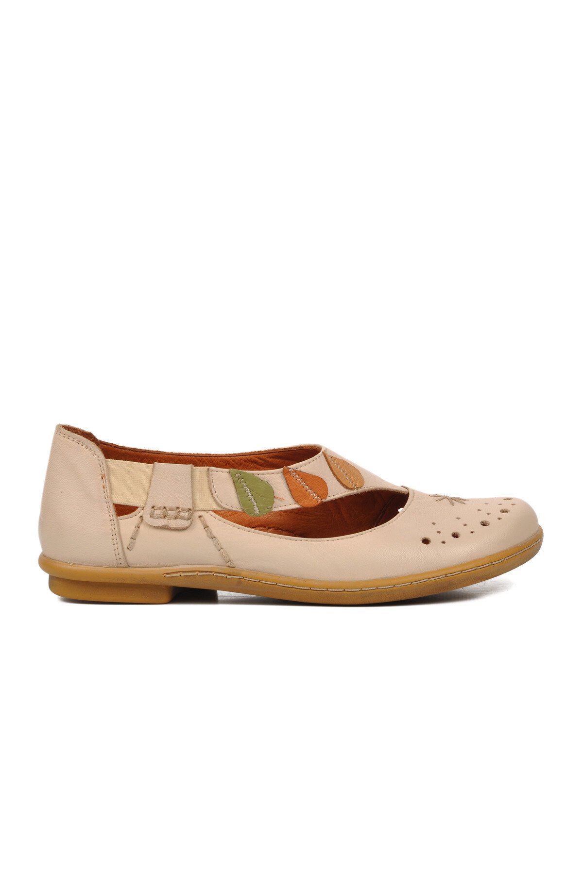 Ayakmod Bej-Nude Hakiki Deri Kadın Günlük Ayakkabı