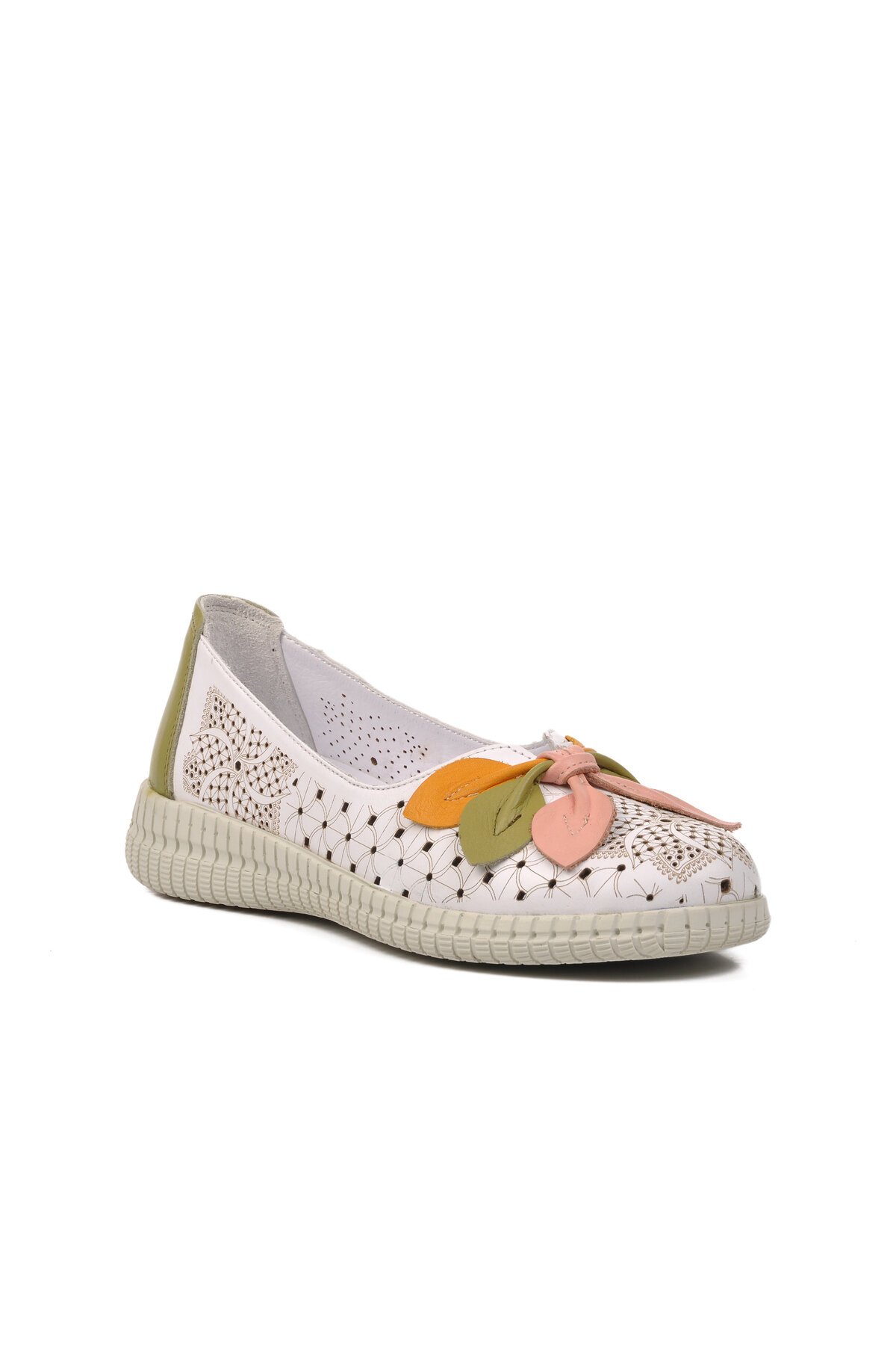 Venüs Beyaz-Pudra Hakiki Deri Kadın Günlük Ayakkabı